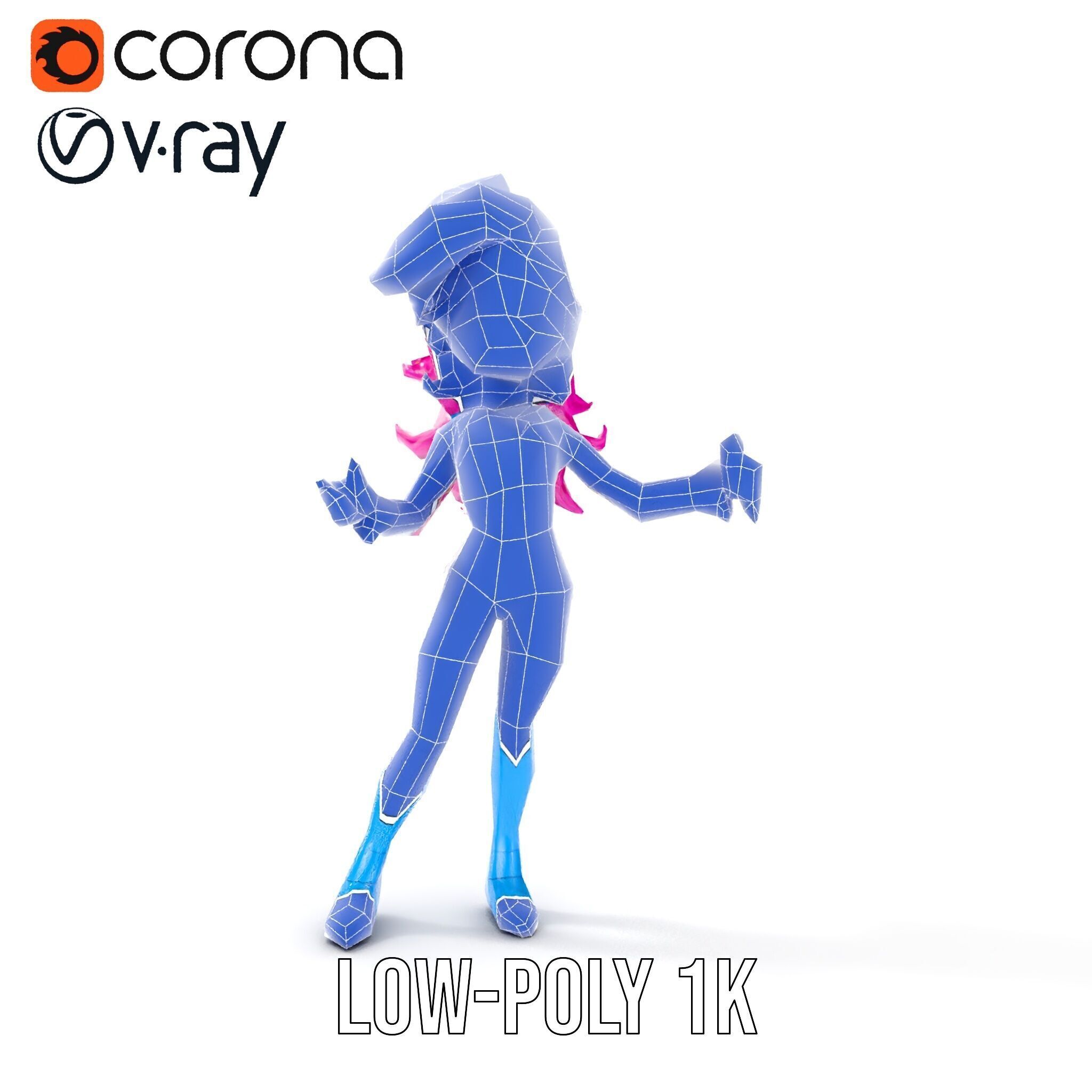 Animated Pop Star Character Model Rigged and Animated Low-poly 3D model_16