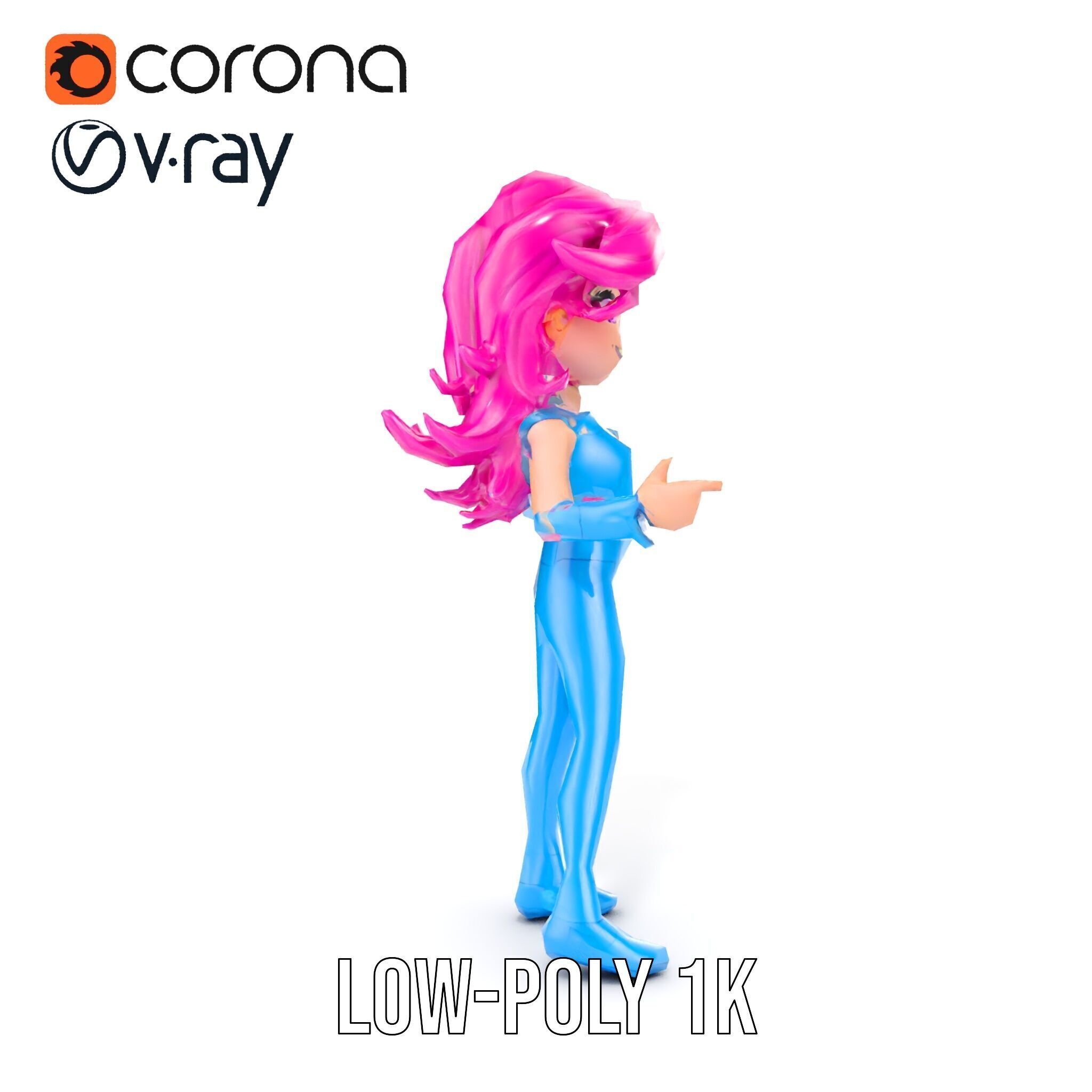 Animated Pop Star Character Model Rigged and Animated Low-poly 3D model_23