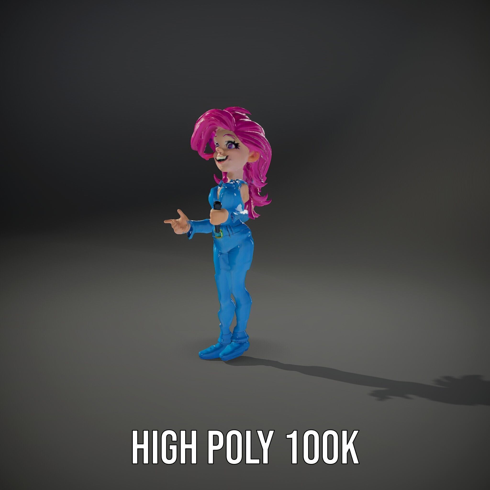 Animated Pop Star Character Model Rigged and Animated Low-poly 3D model_11