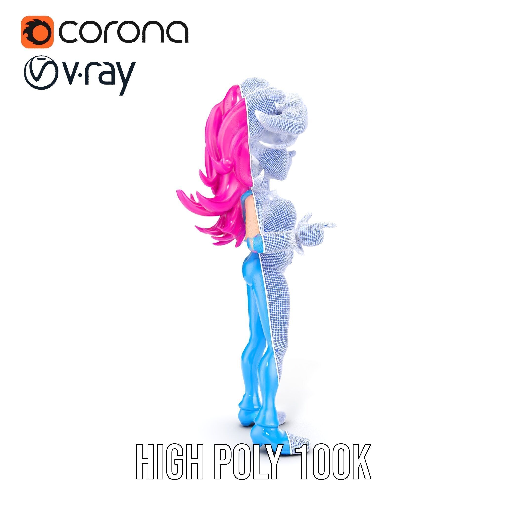 Animated Pop Star Character Model Rigged and Animated Low-poly 3D model_35