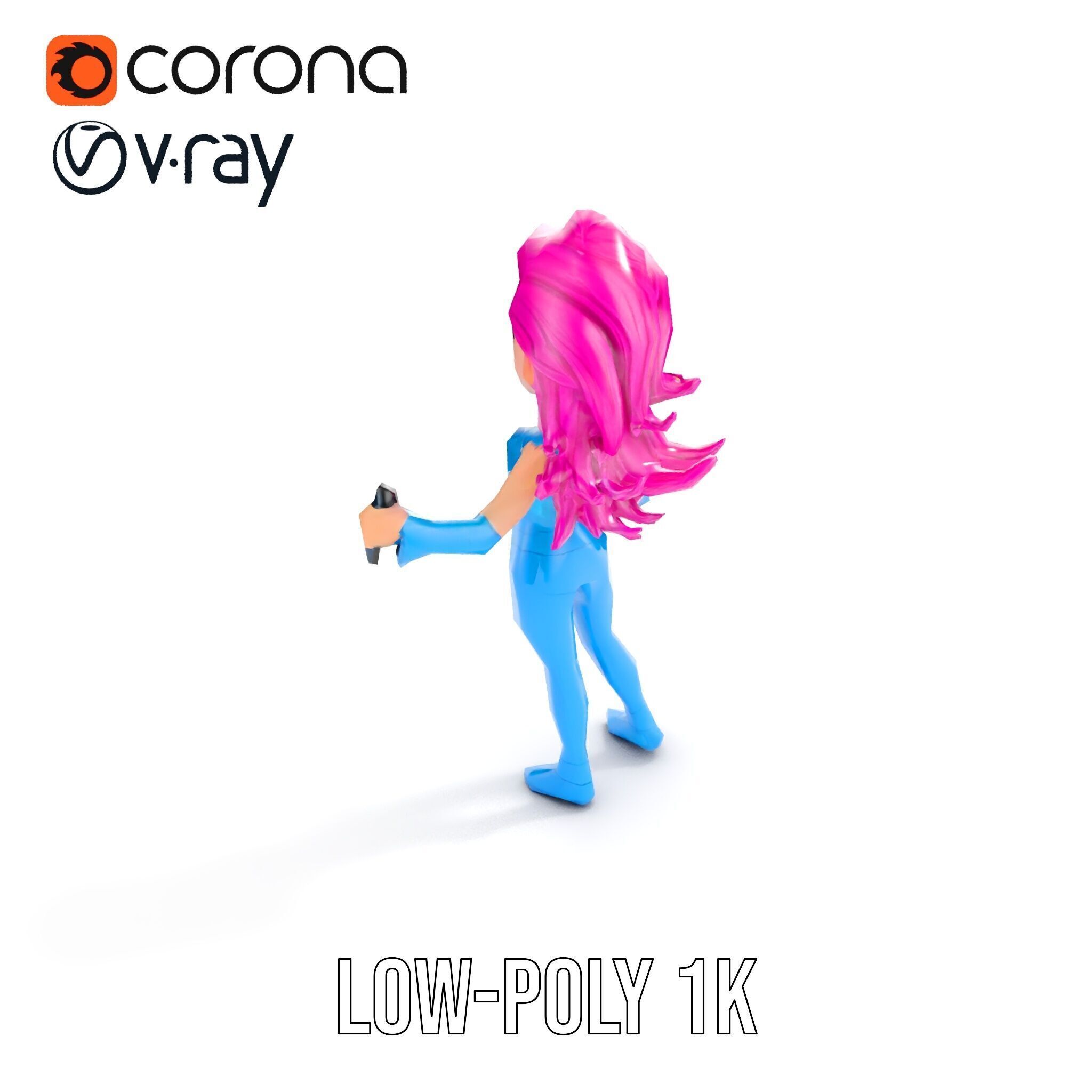 Animated Pop Star Character Model Rigged and Animated Low-poly 3D model_7