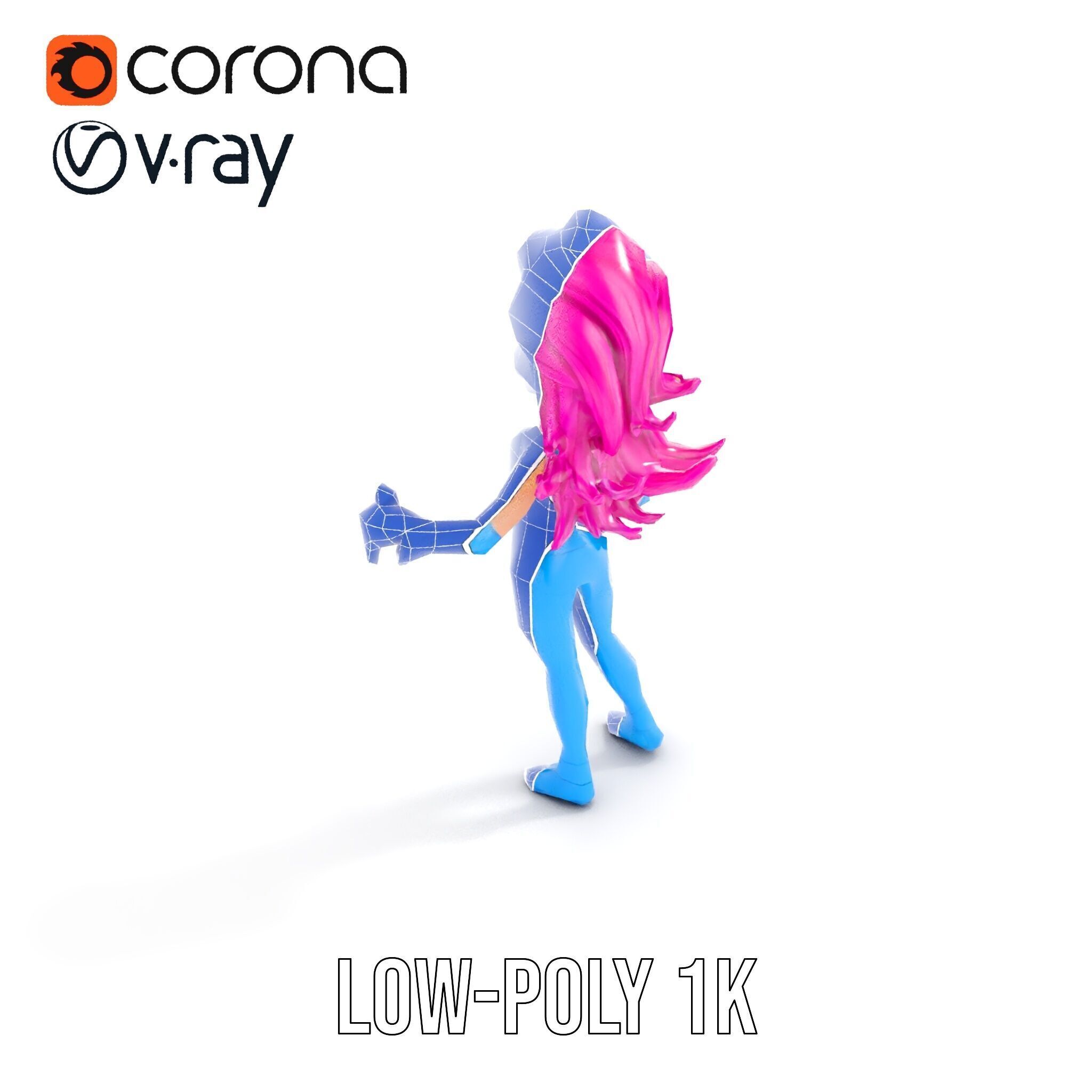 Animated Pop Star Character Model Rigged and Animated Low-poly 3D model_18