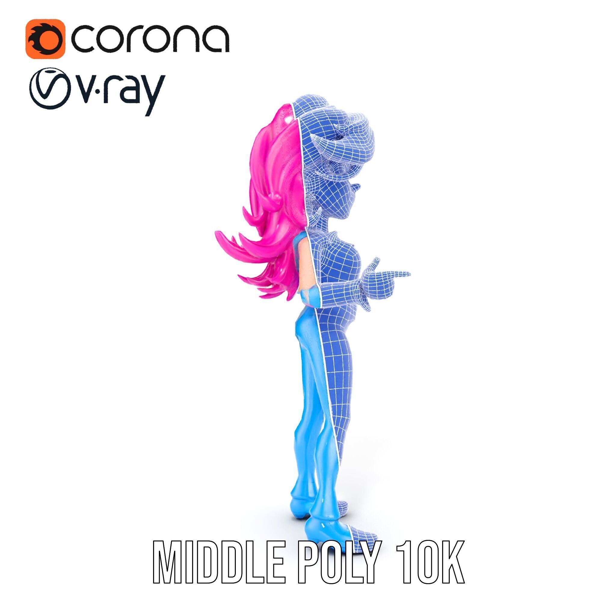 Animated Pop Star Character Model Rigged and Animated Low-poly 3D model_33