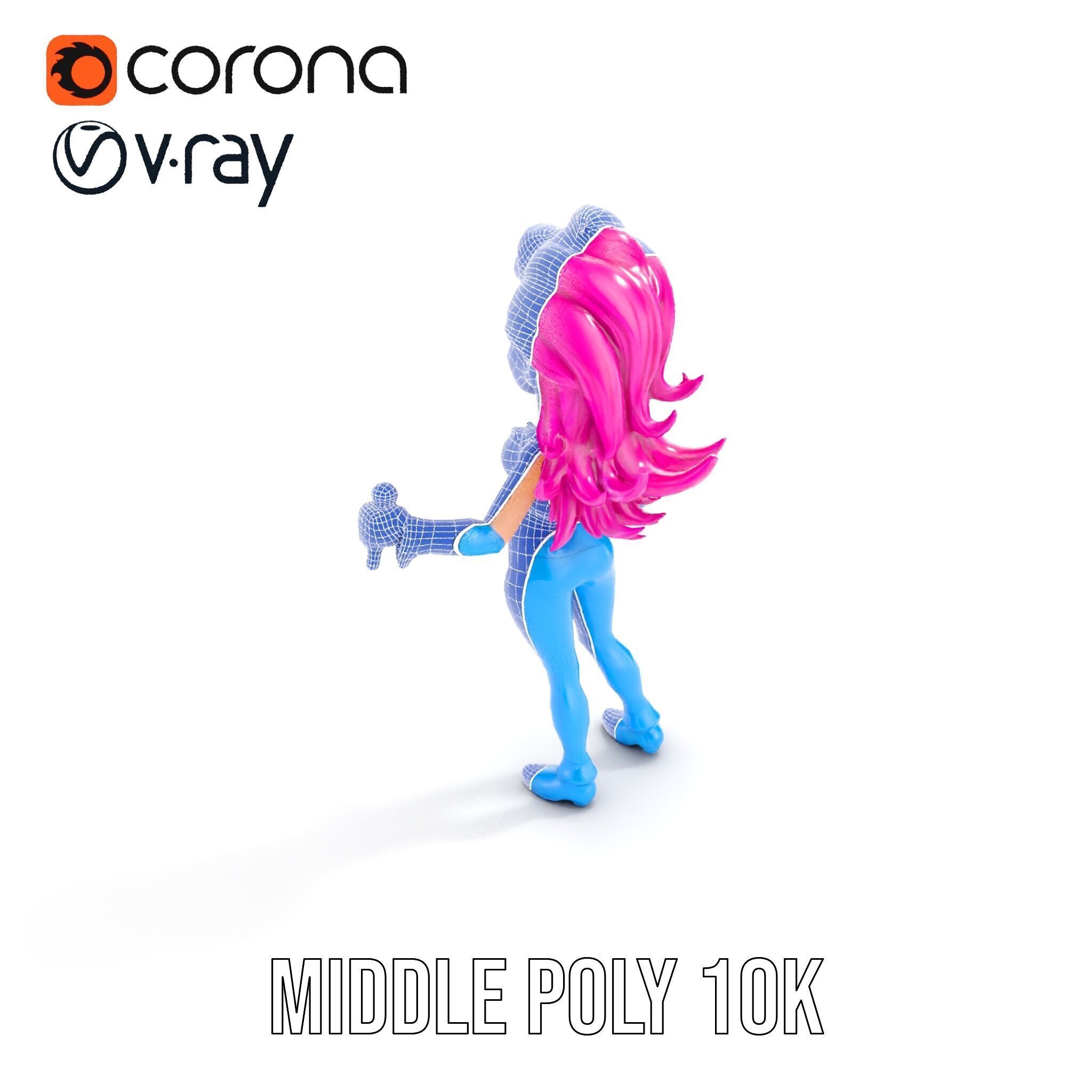 Animated Pop Star Character Model Rigged and Animated Low-poly 3D model_22