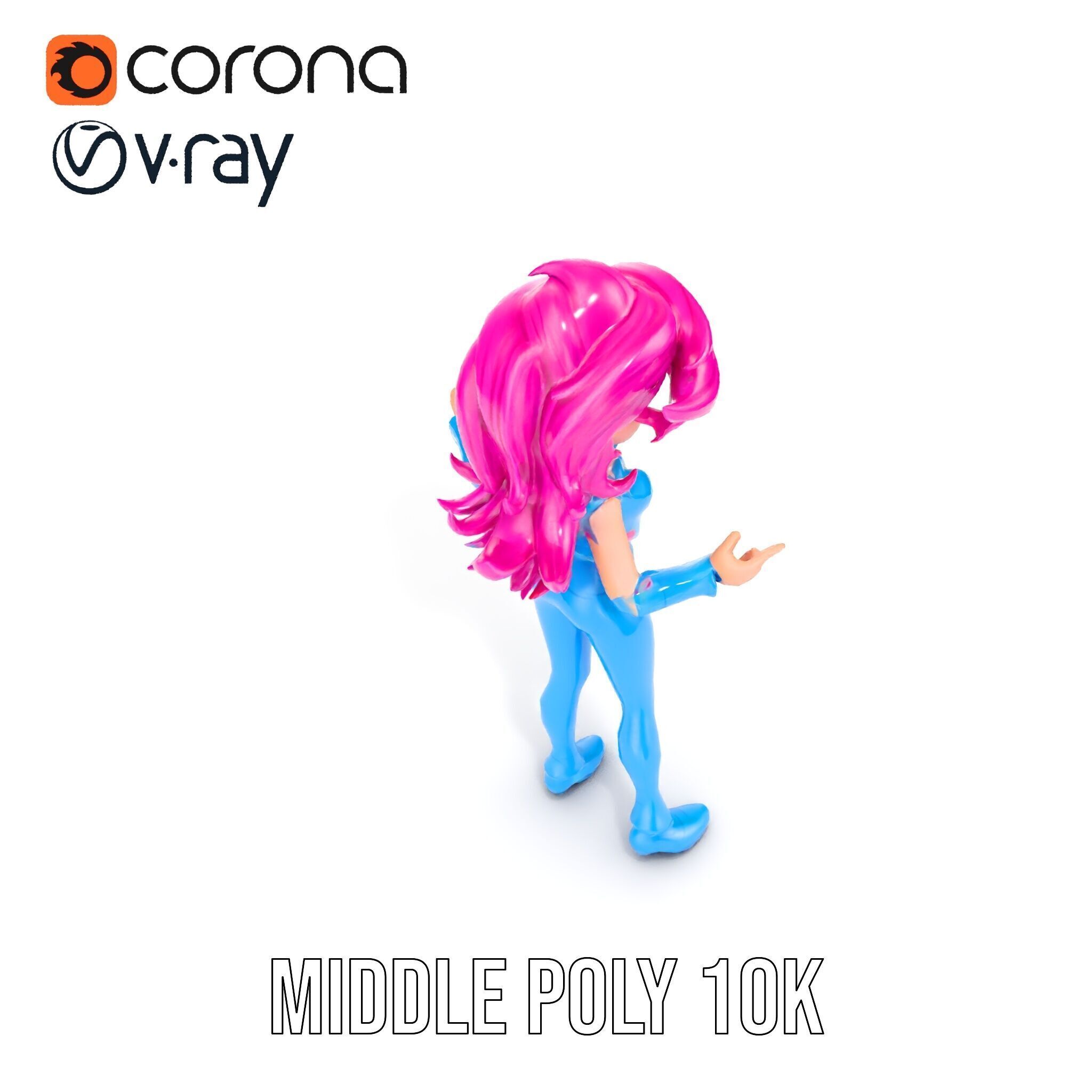 Animated Pop Star Character Model Rigged and Animated Low-poly 3D model_12