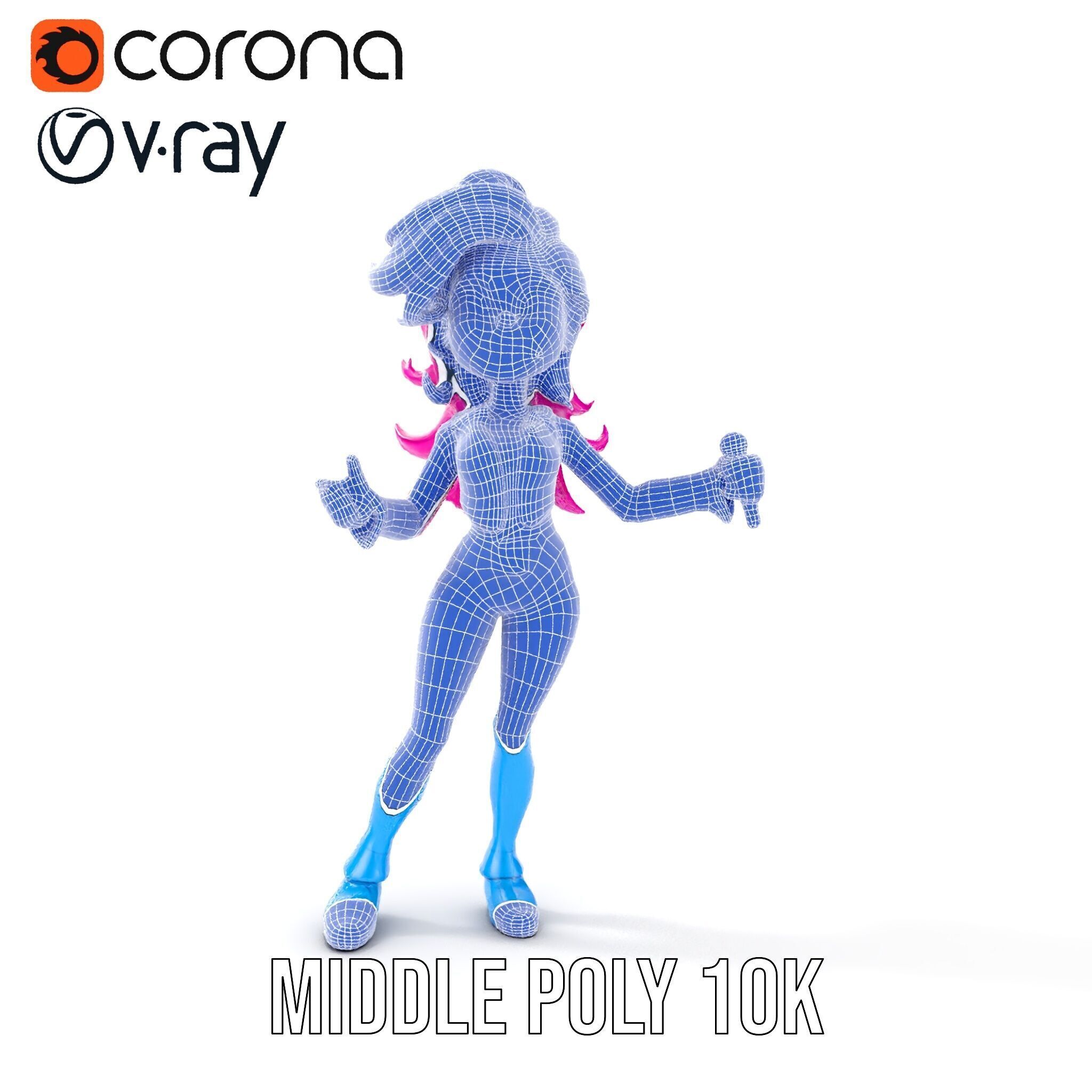 Animated Pop Star Character Model Rigged and Animated Low-poly 3D model_31