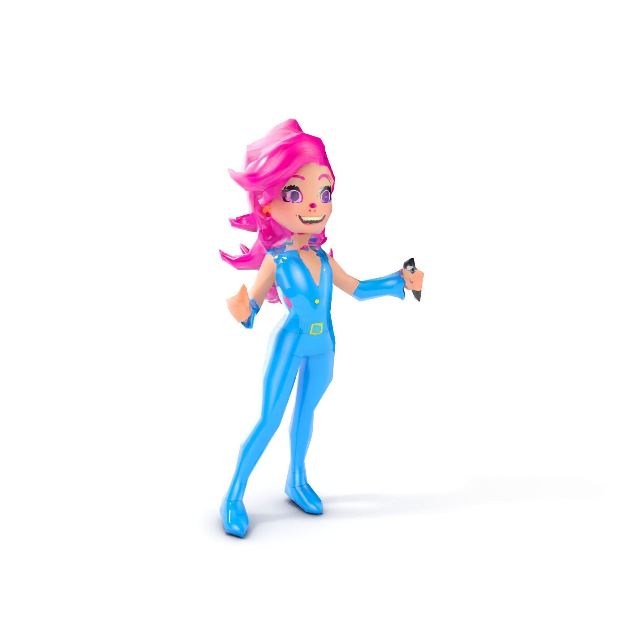 Animated Pop Star Character Model Rigged and Animated Low-poly 3D model_10