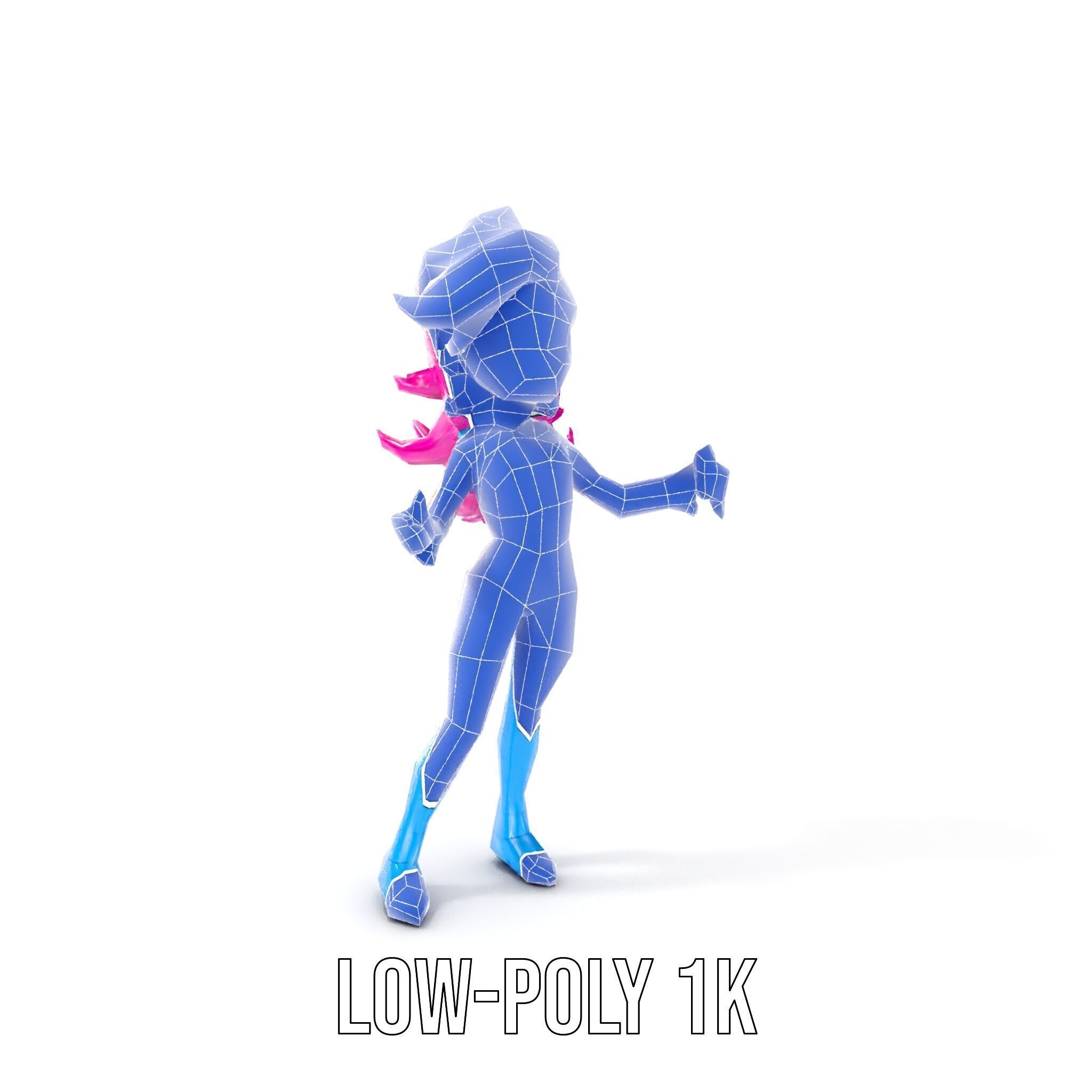Animated Pop Star Character Model Rigged and Animated Low-poly 3D model_26
