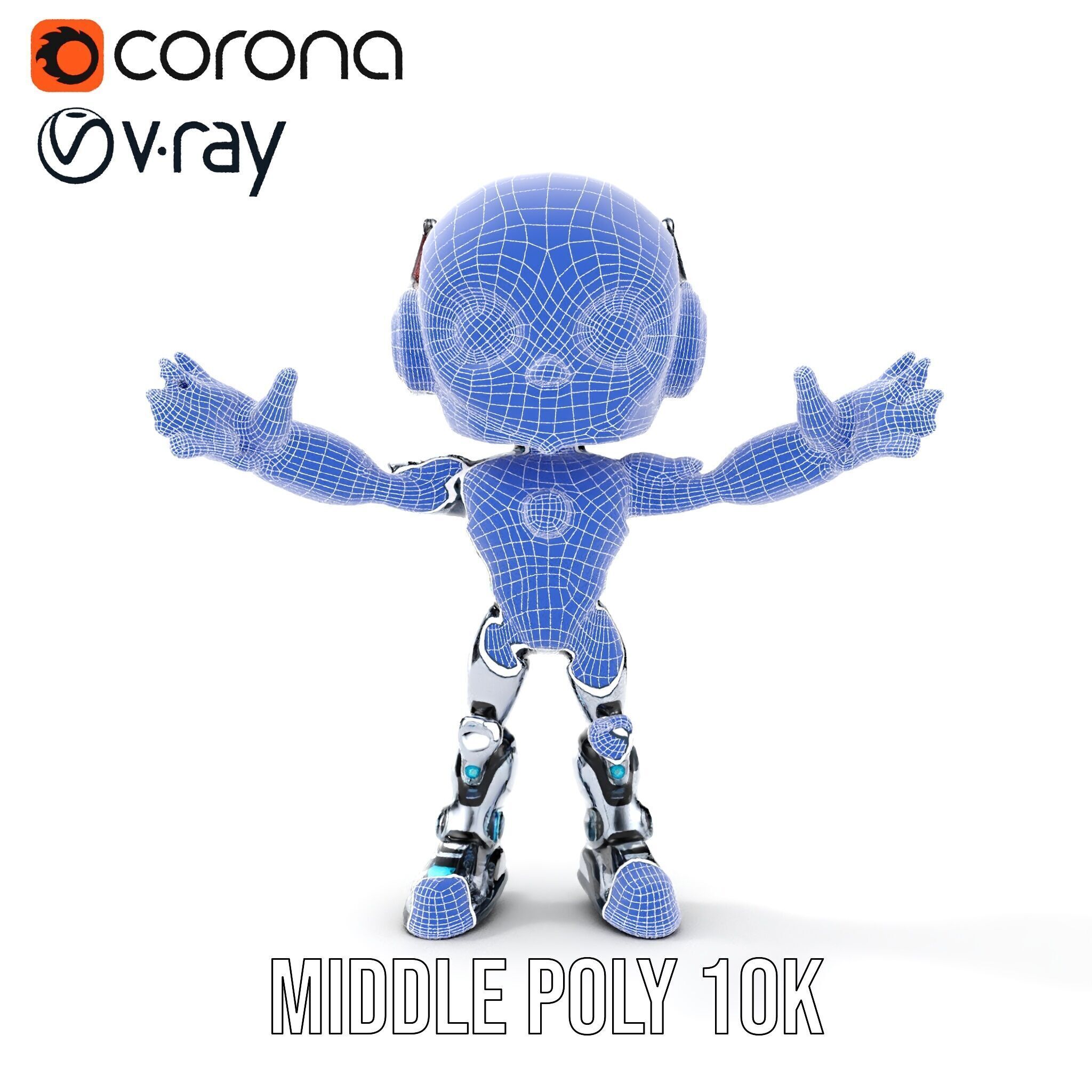 Chibi Robot Kid Rigged and Animated D Character Model Low-poly 3D model_30