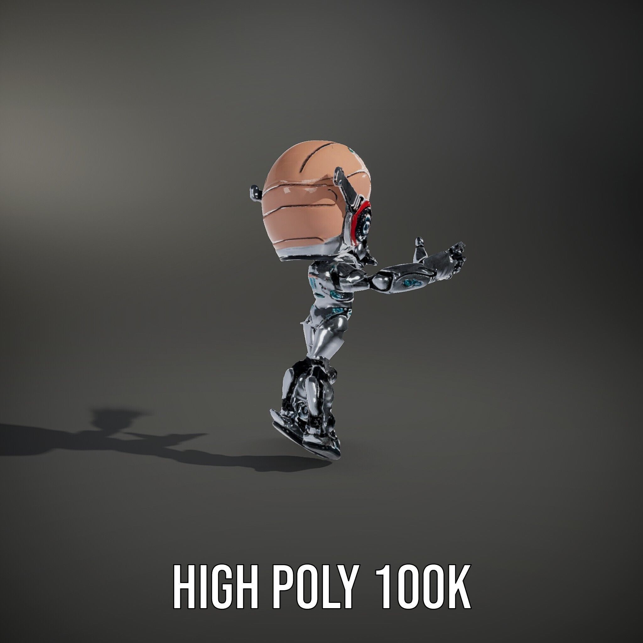 Chibi Robot Kid Rigged and Animated D Character Model Low-poly 3D model_14