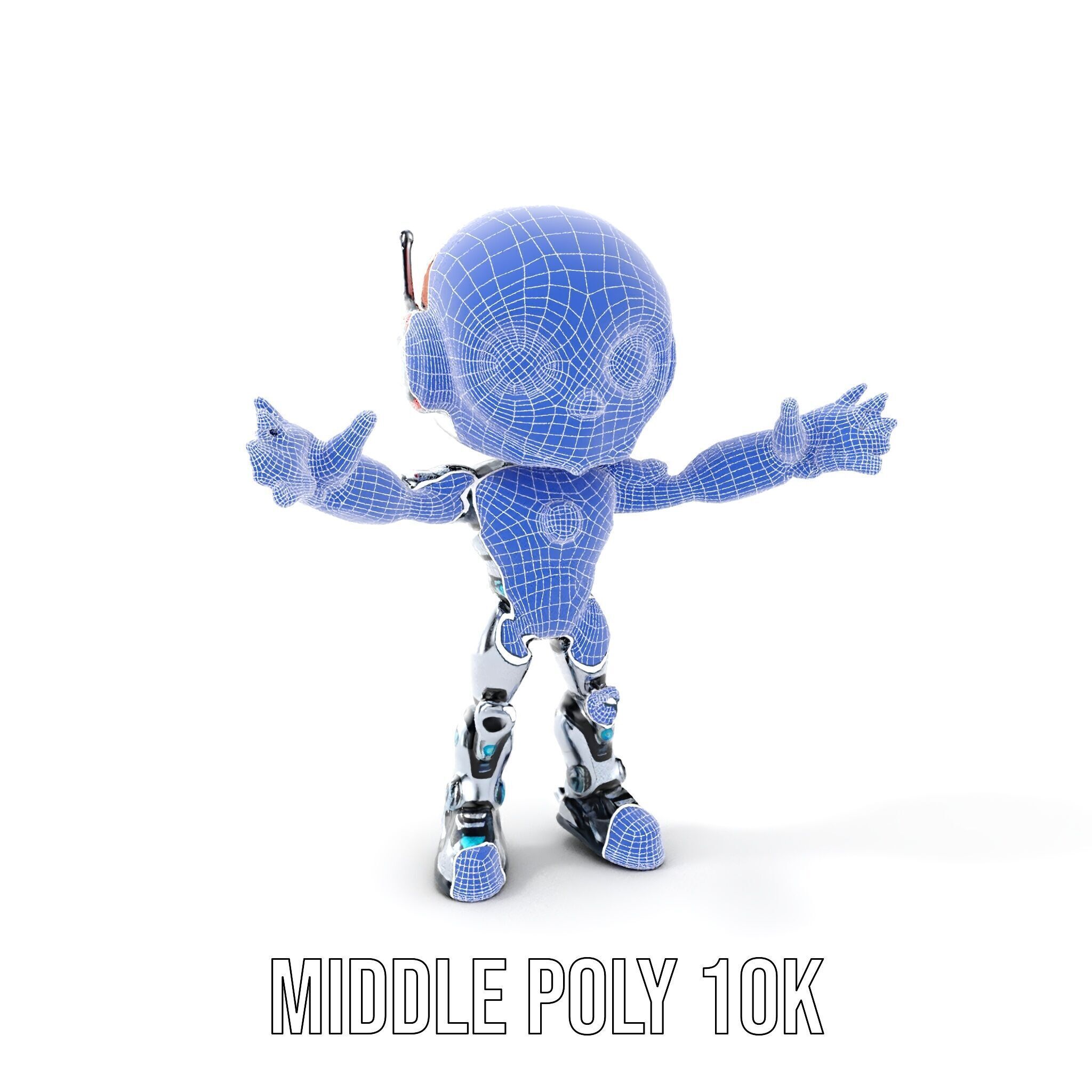 Chibi Robot Kid Rigged and Animated D Character Model Low-poly 3D model_23