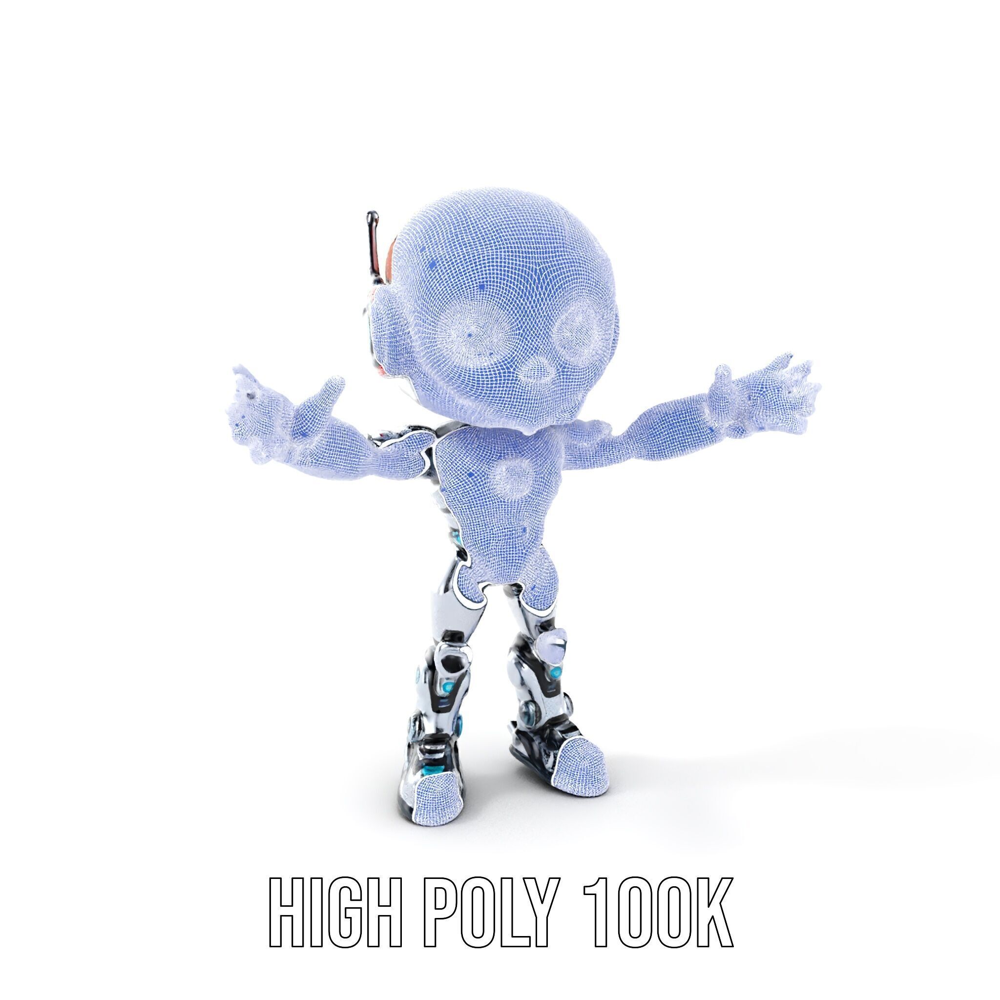 Chibi Robot Kid Rigged and Animated D Character Model Low-poly 3D model_4