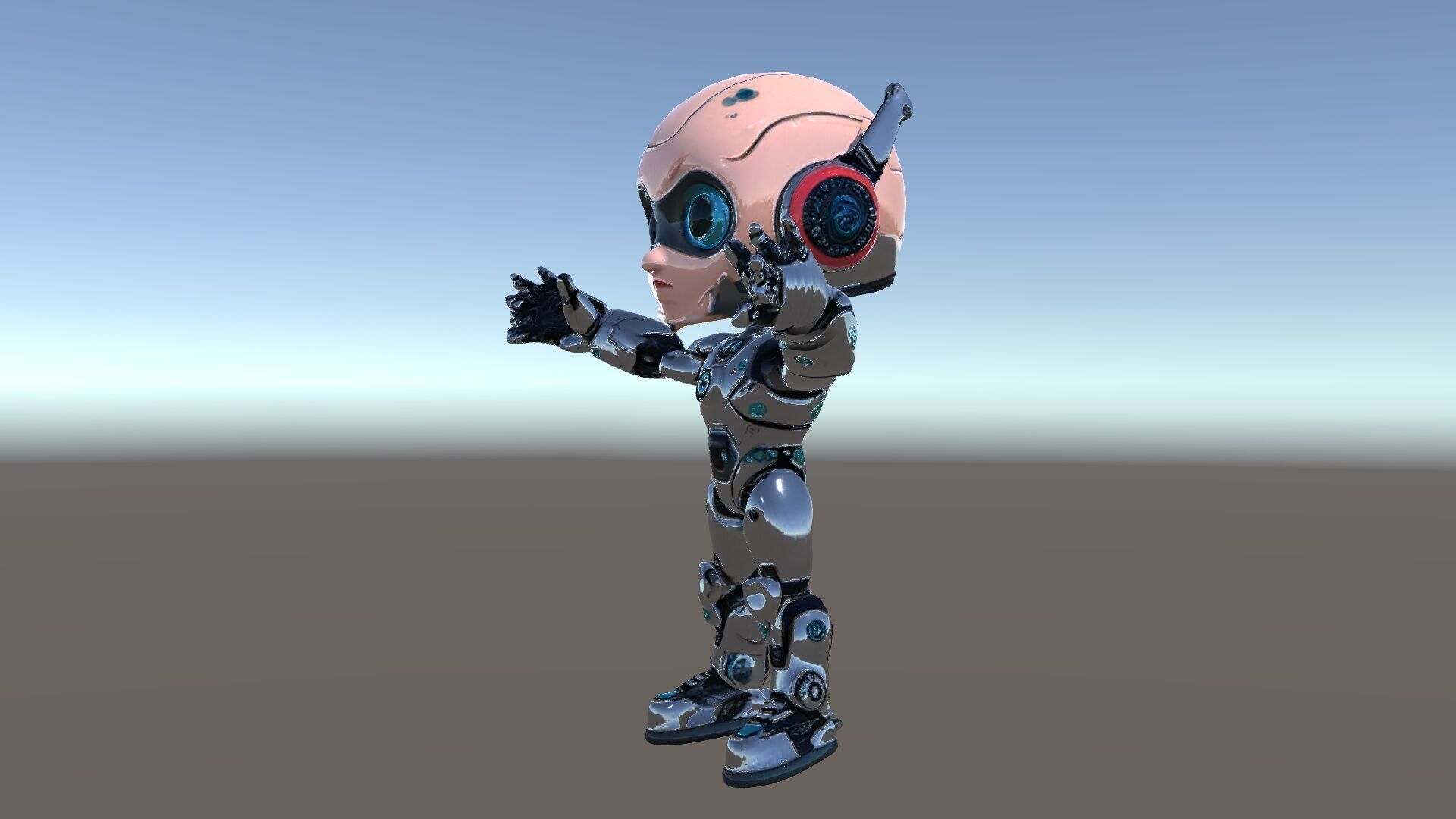 Chibi Robot Kid Rigged and Animated D Character Model Low-poly 3D model_38
