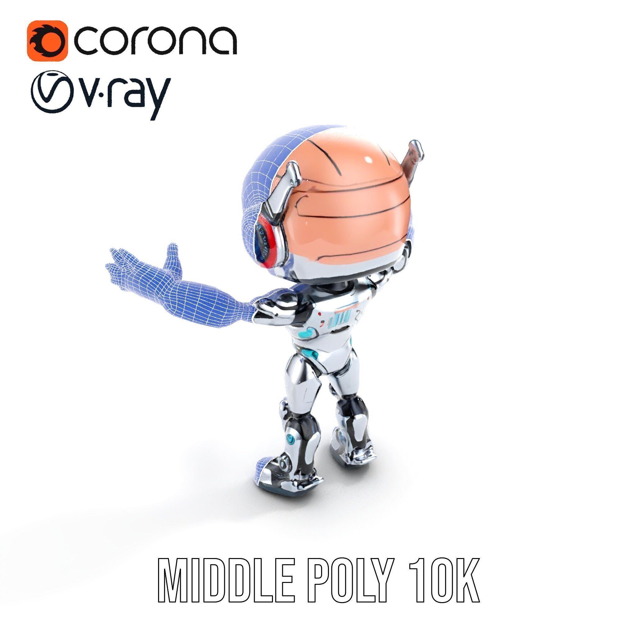 Chibi Robot Kid Rigged and Animated D Character Model Low-poly 3D model_27