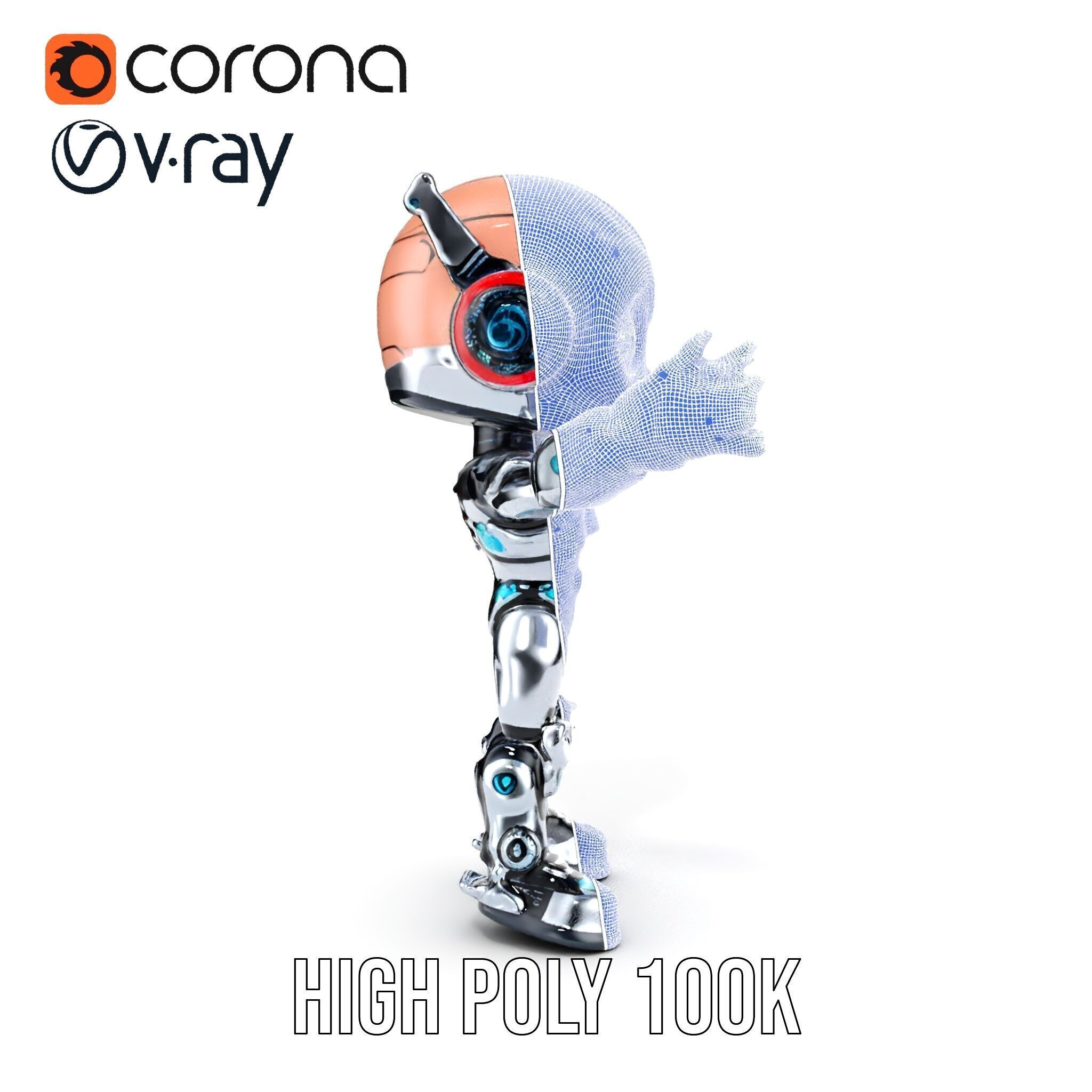 Chibi Robot Kid Rigged and Animated D Character Model Low-poly 3D model_39