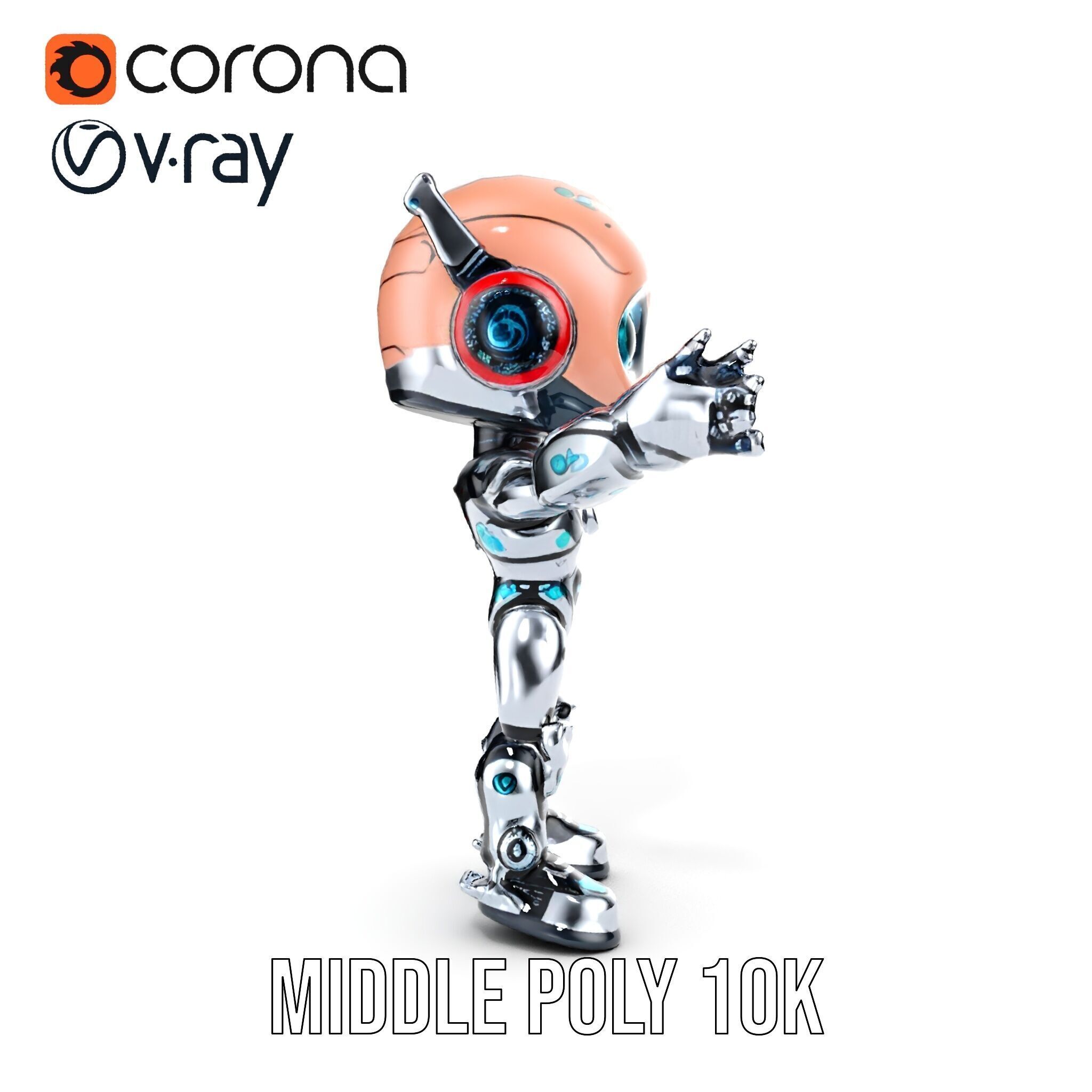 Chibi Robot Kid Rigged and Animated D Character Model Low-poly 3D model_20