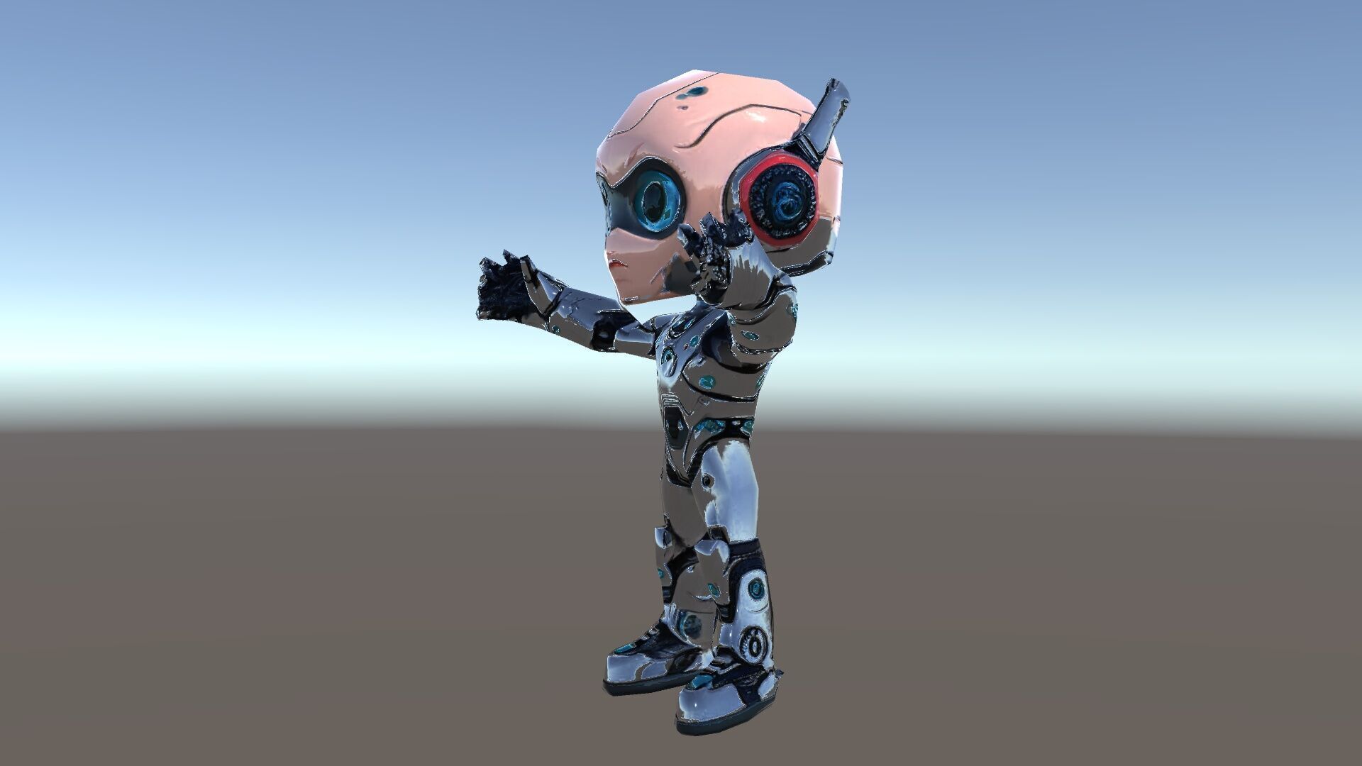 Chibi Robot Kid Rigged and Animated D Character Model Low-poly 3D model_34