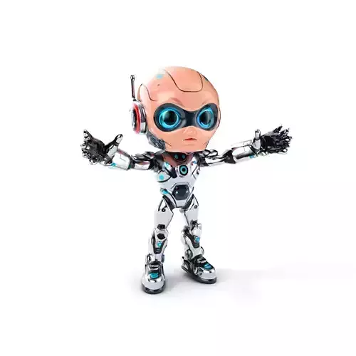 Chibi Robot Kid Rigged and Animated D Character Model Low-poly 3D model