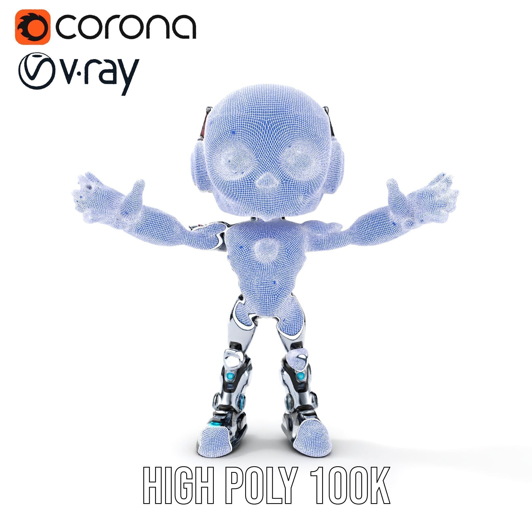 Chibi Robot Kid Rigged and Animated D Character Model Low-poly 3D model_40