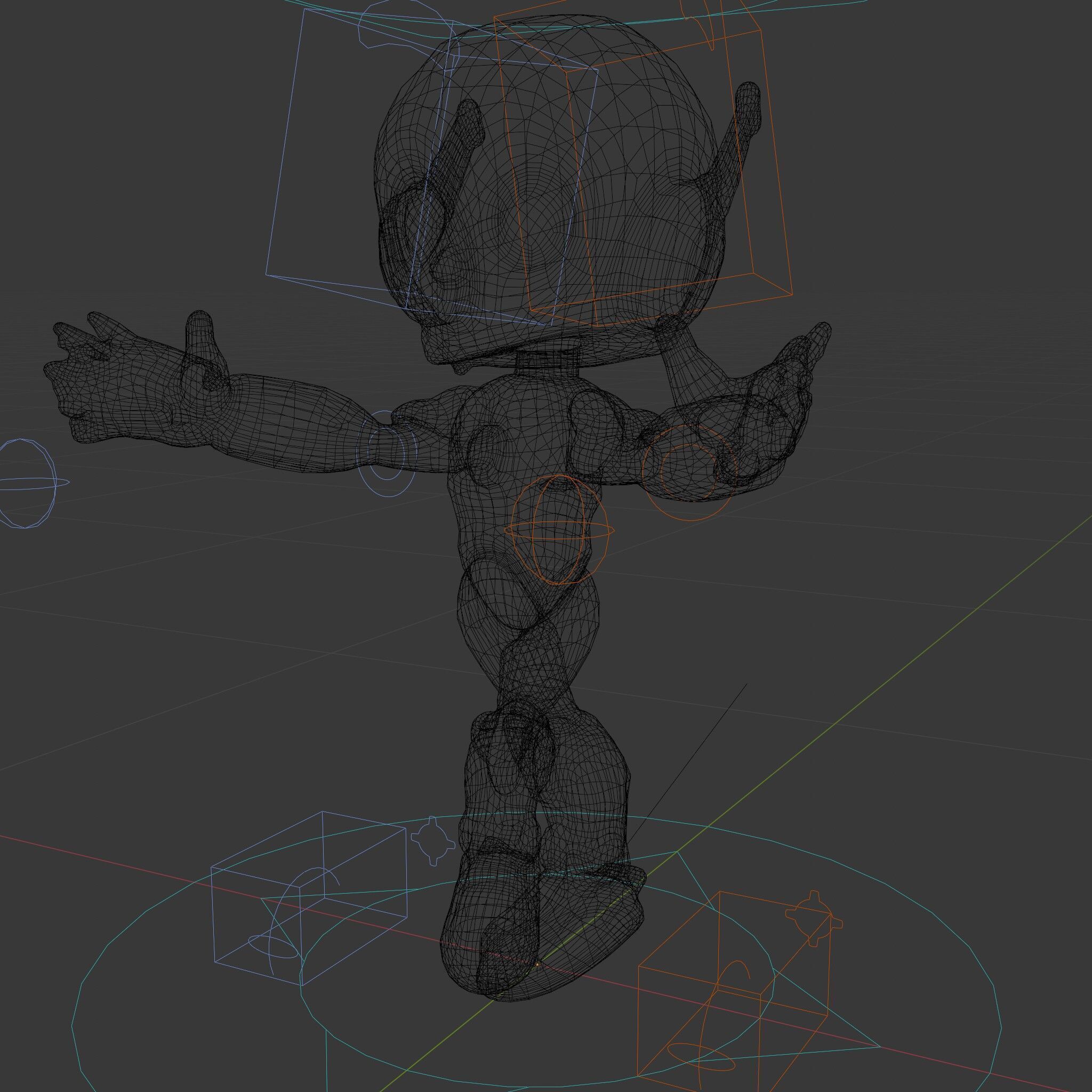 Chibi Robot Kid Rigged and Animated D Character Model Low-poly 3D model_9