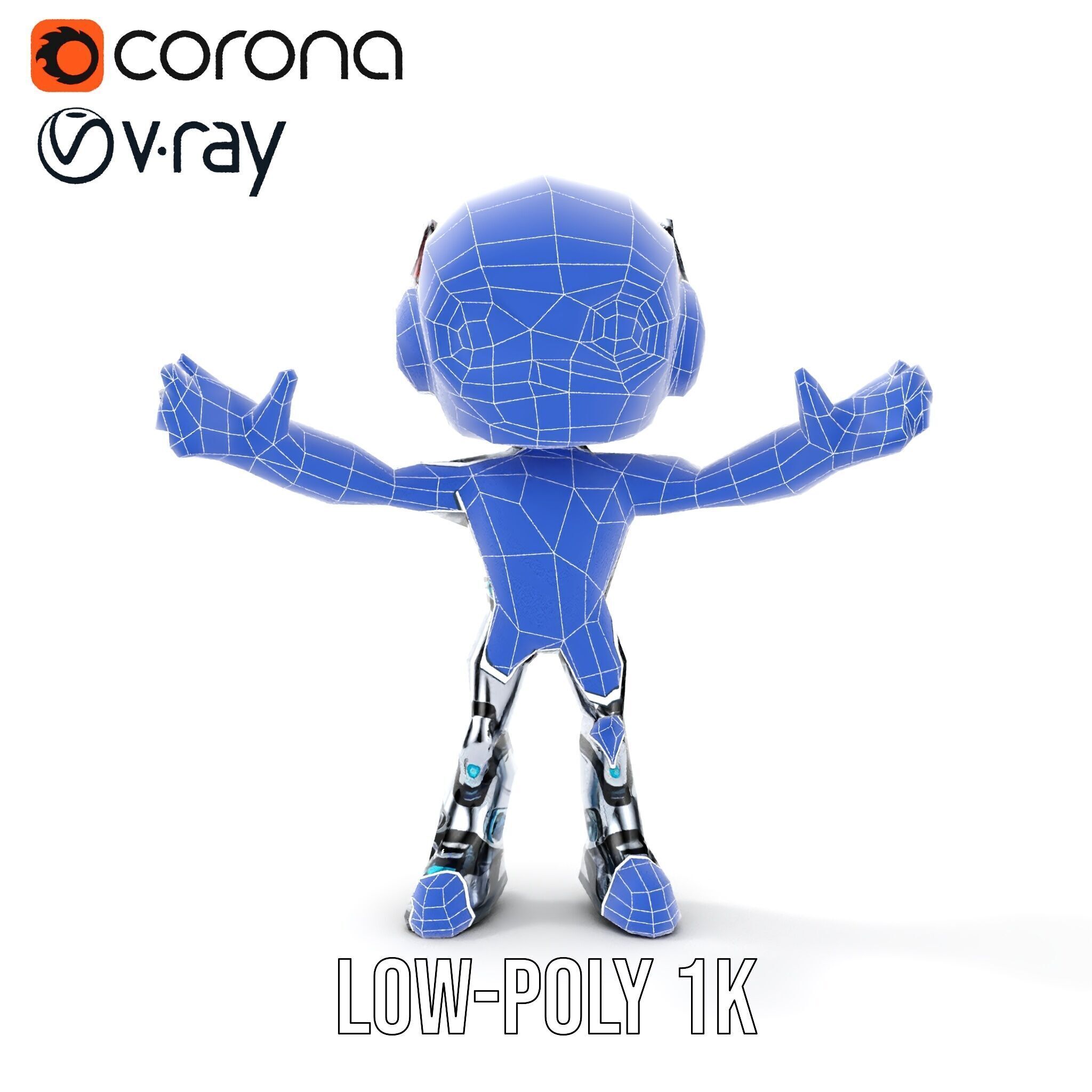 Chibi Robot Kid Rigged and Animated D Character Model Low-poly 3D model_18