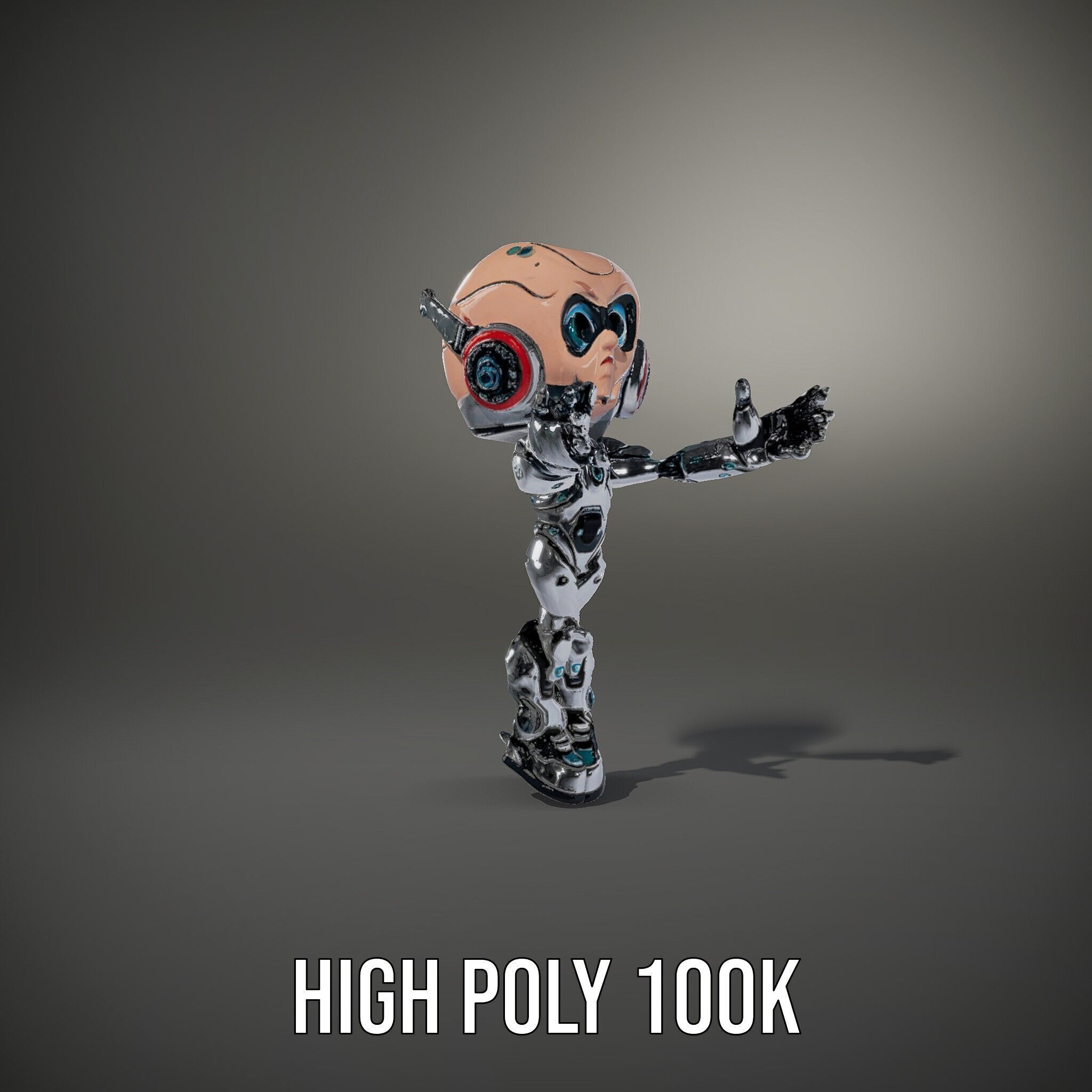 Chibi Robot Kid Rigged and Animated D Character Model Low-poly 3D model_11