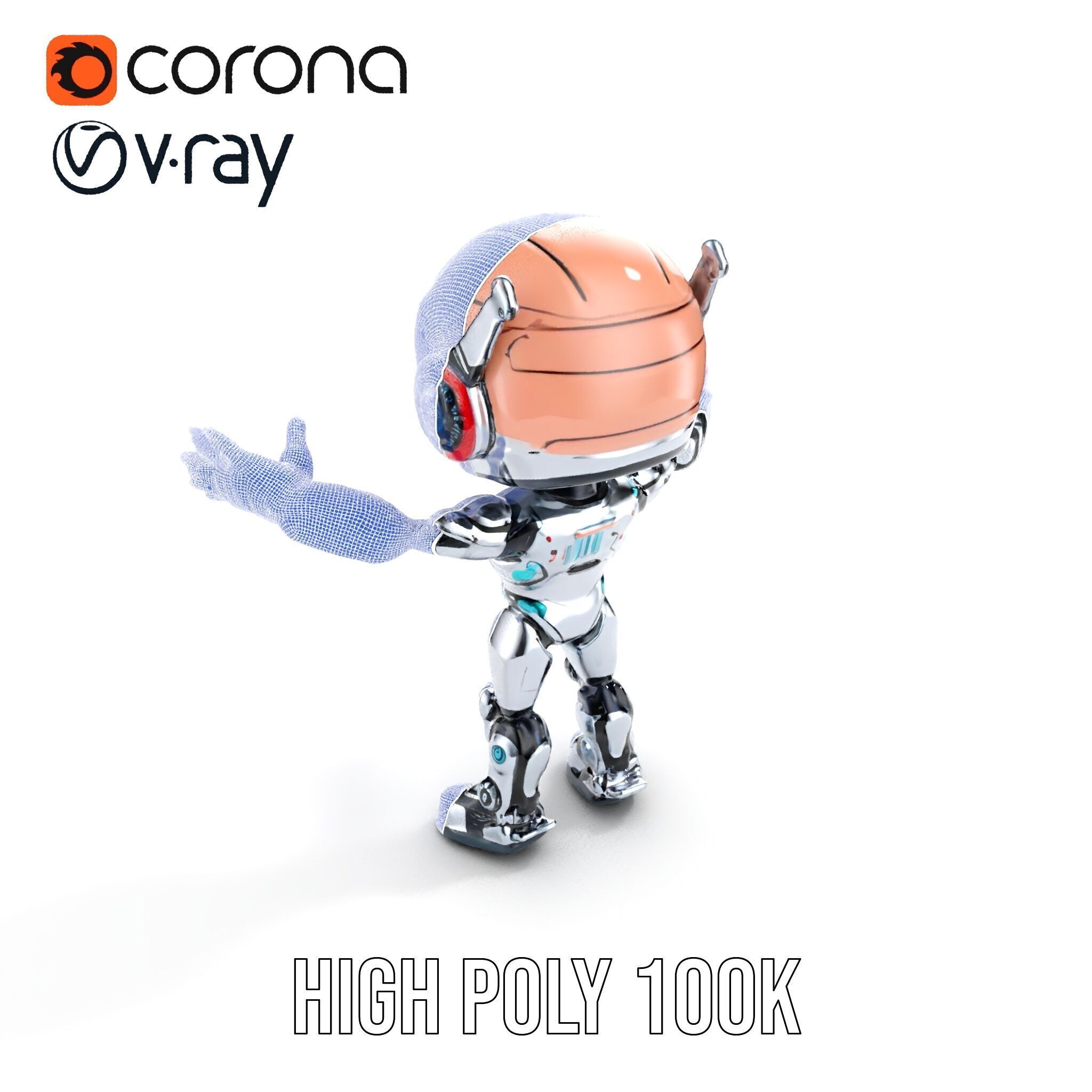 Chibi Robot Kid Rigged and Animated D Character Model Low-poly 3D model_35