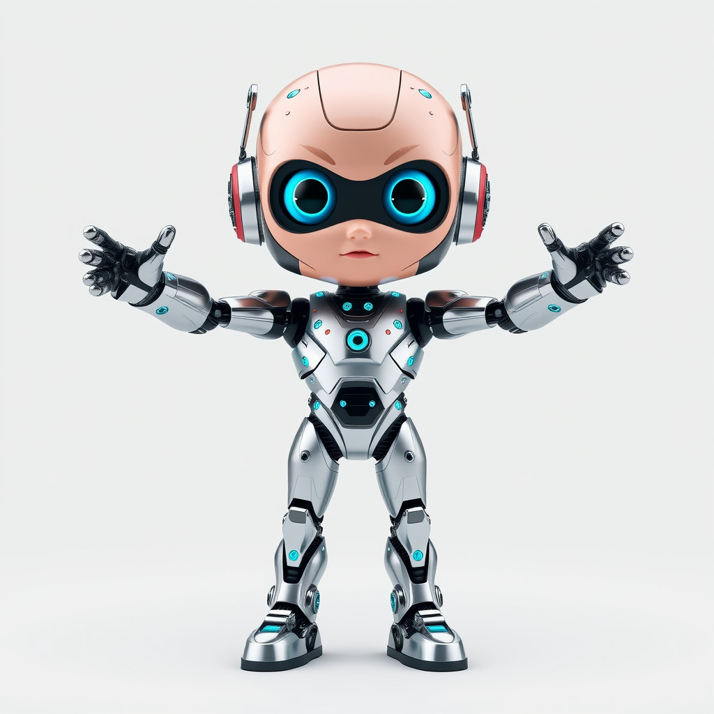 Chibi Robot Kid Rigged and Animated D Character Model Low-poly 3D model_2
