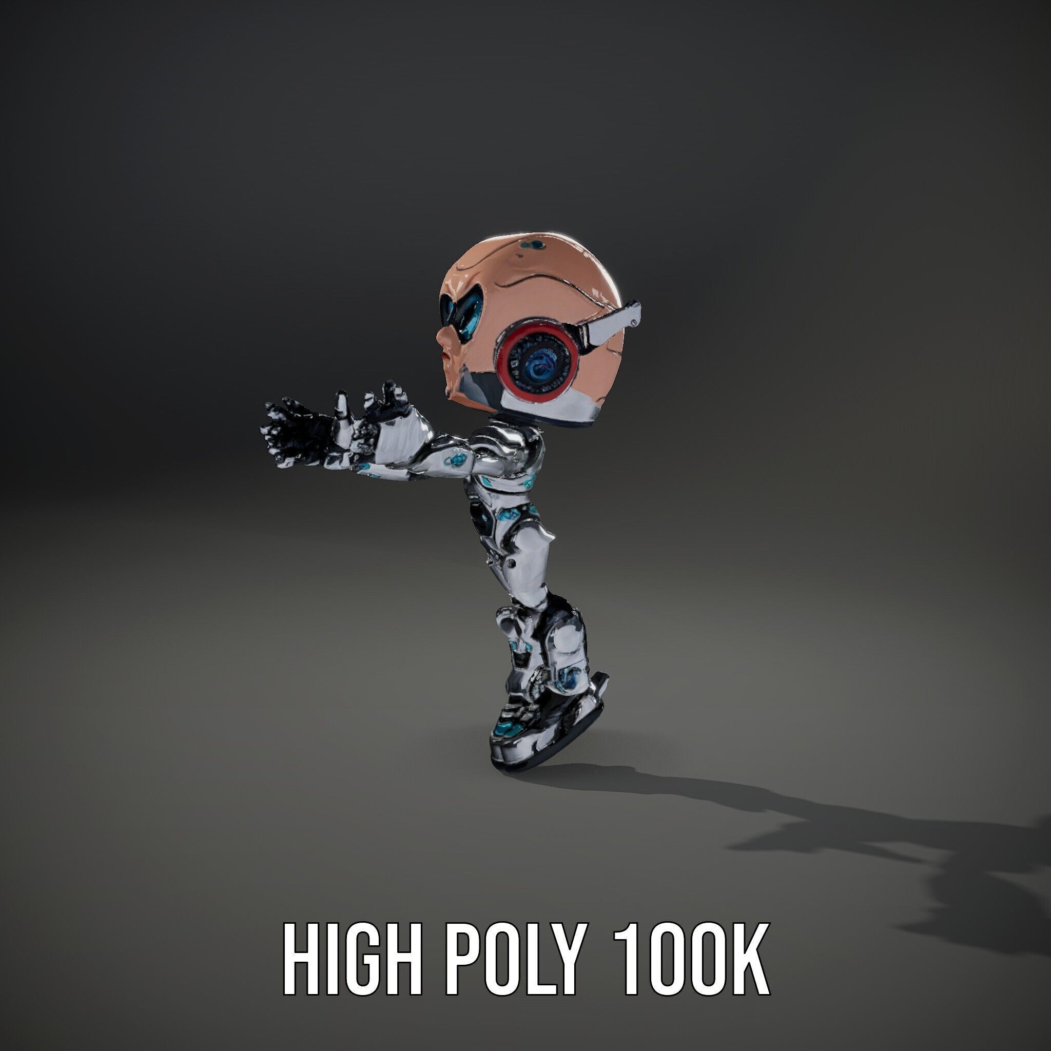 Chibi Robot Kid Rigged and Animated D Character Model Low-poly 3D model_8