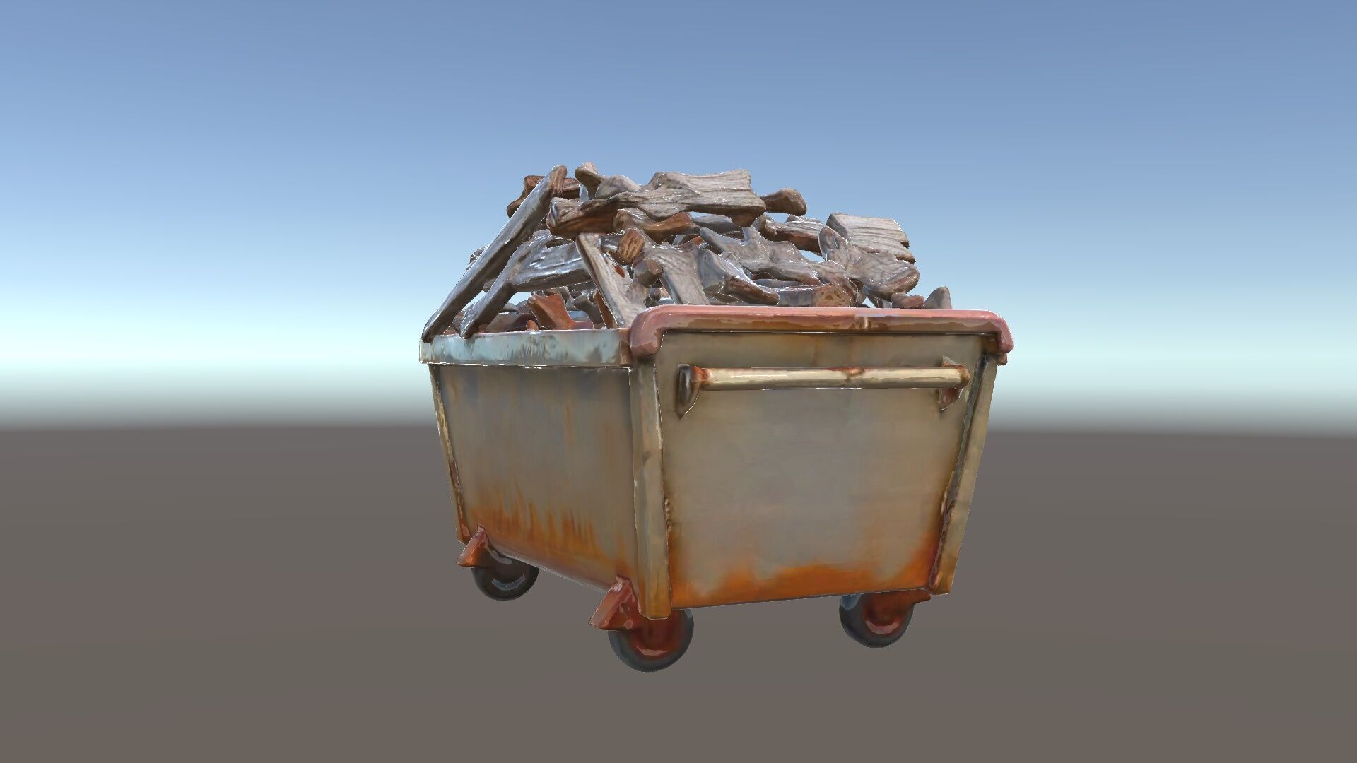 Industrial Dumpster with Scrap Wood Model Pack Low-poly 3D model_34