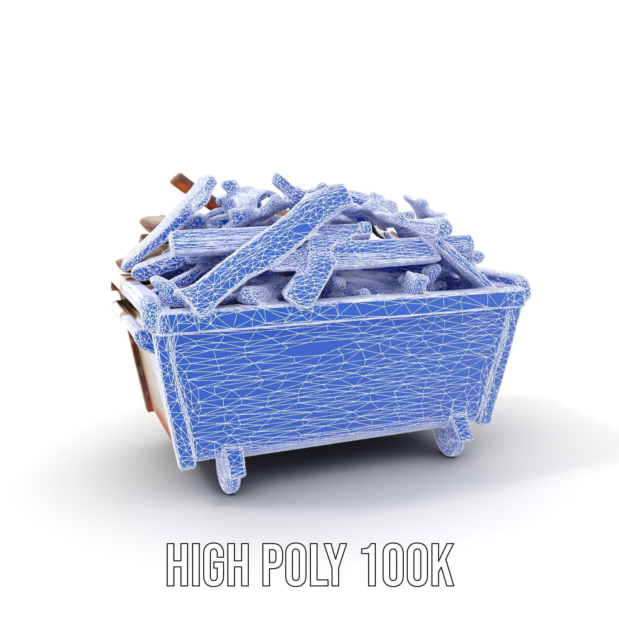Industrial Dumpster with Scrap Wood Model Pack Low-poly 3D model_24