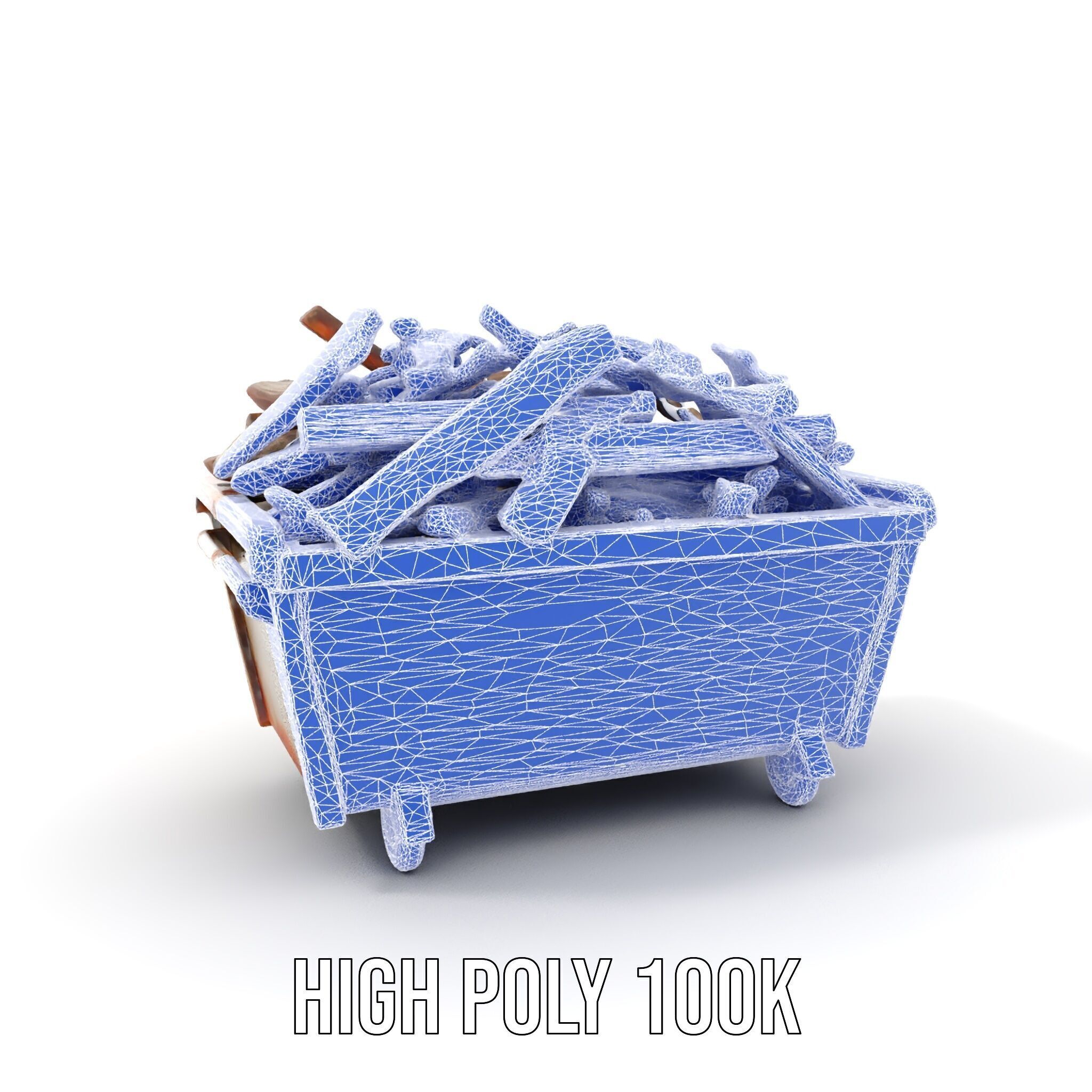 Industrial Dumpster with Scrap Wood Model Pack Low-poly 3D model_20