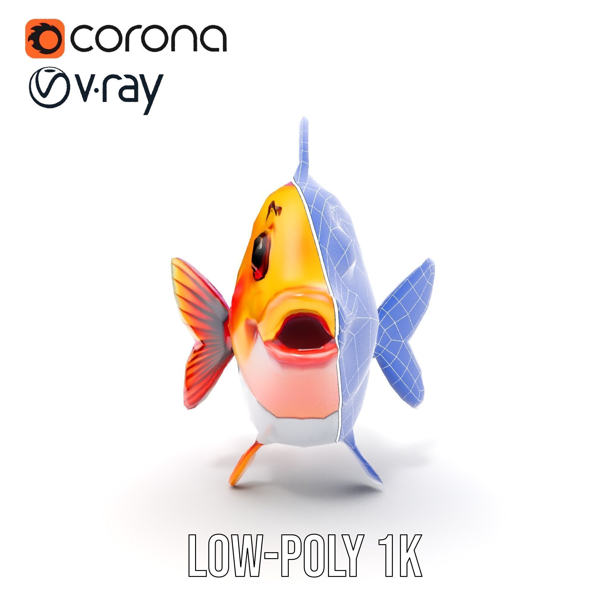 Cartoon Fish Character Model Pack Low-poly 3D model_21