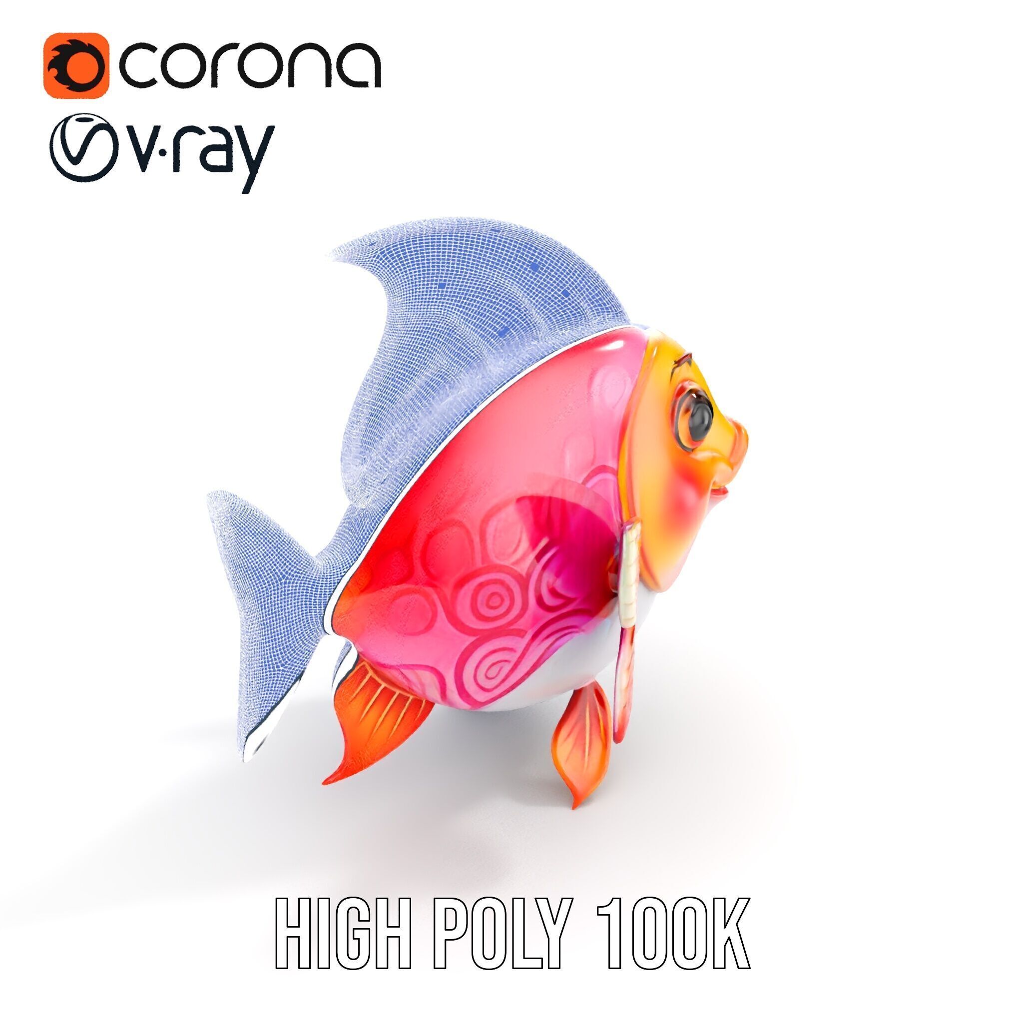 Cartoon Fish Character Model Pack Low-poly 3D model_38