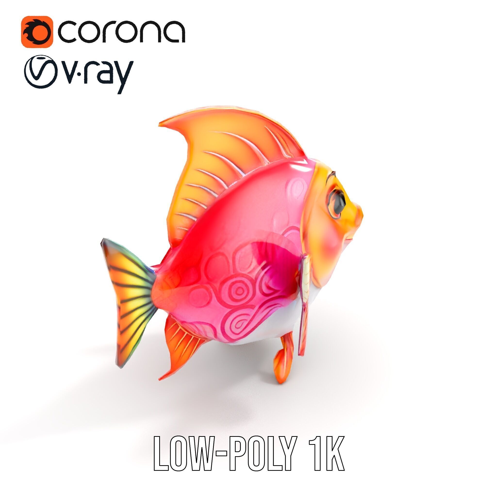Cartoon Fish Character Model Pack Low-poly 3D model_18