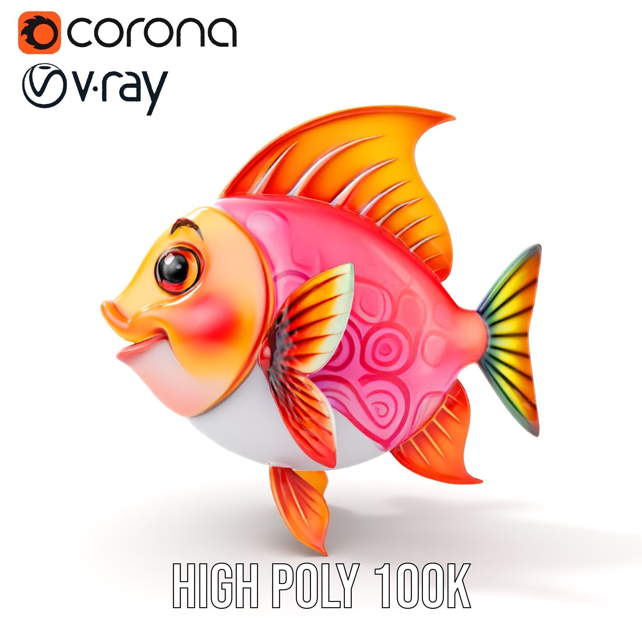 Cartoon Fish Character Model Pack Low-poly 3D model_19
