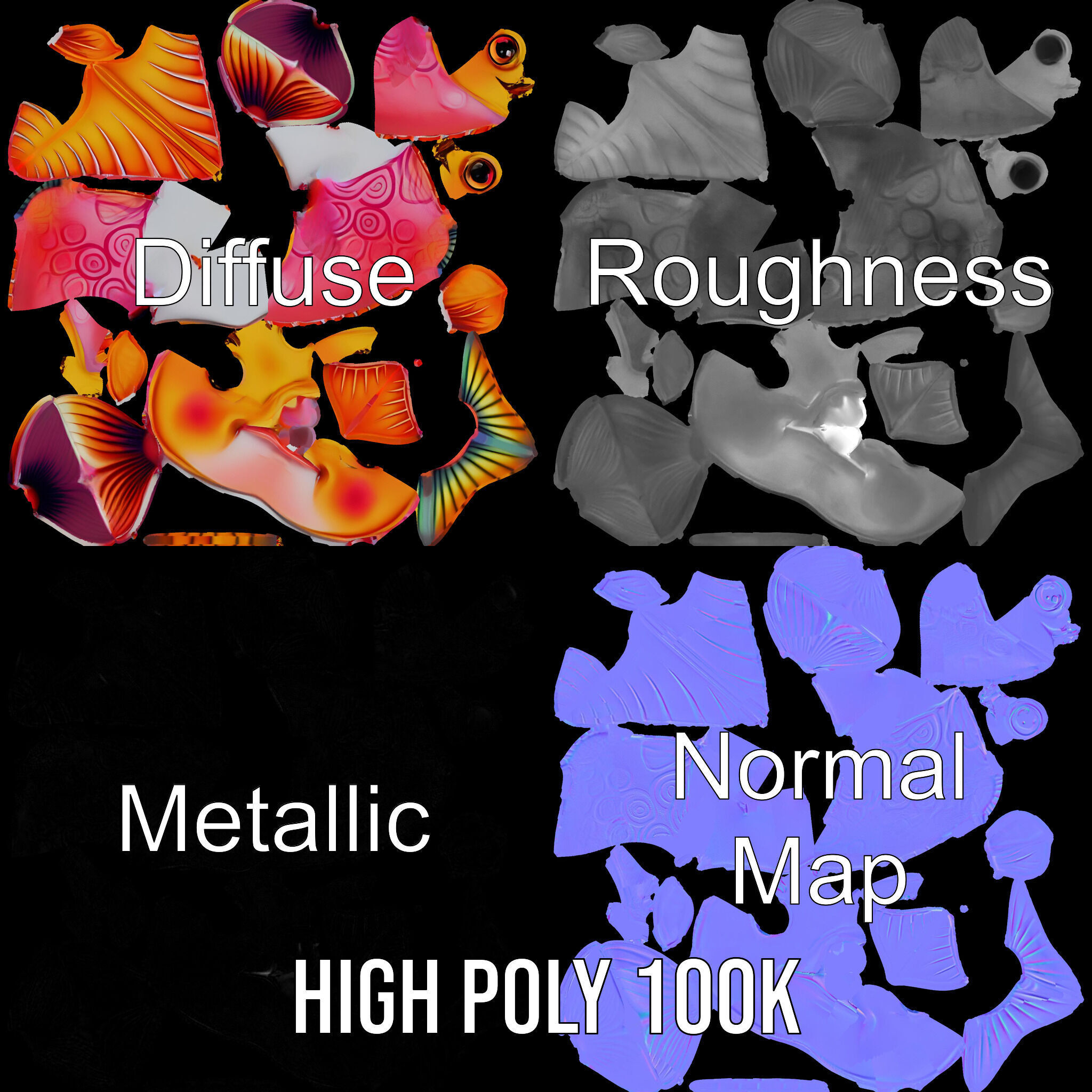 Cartoon Fish Character Model Pack Low-poly 3D model_3