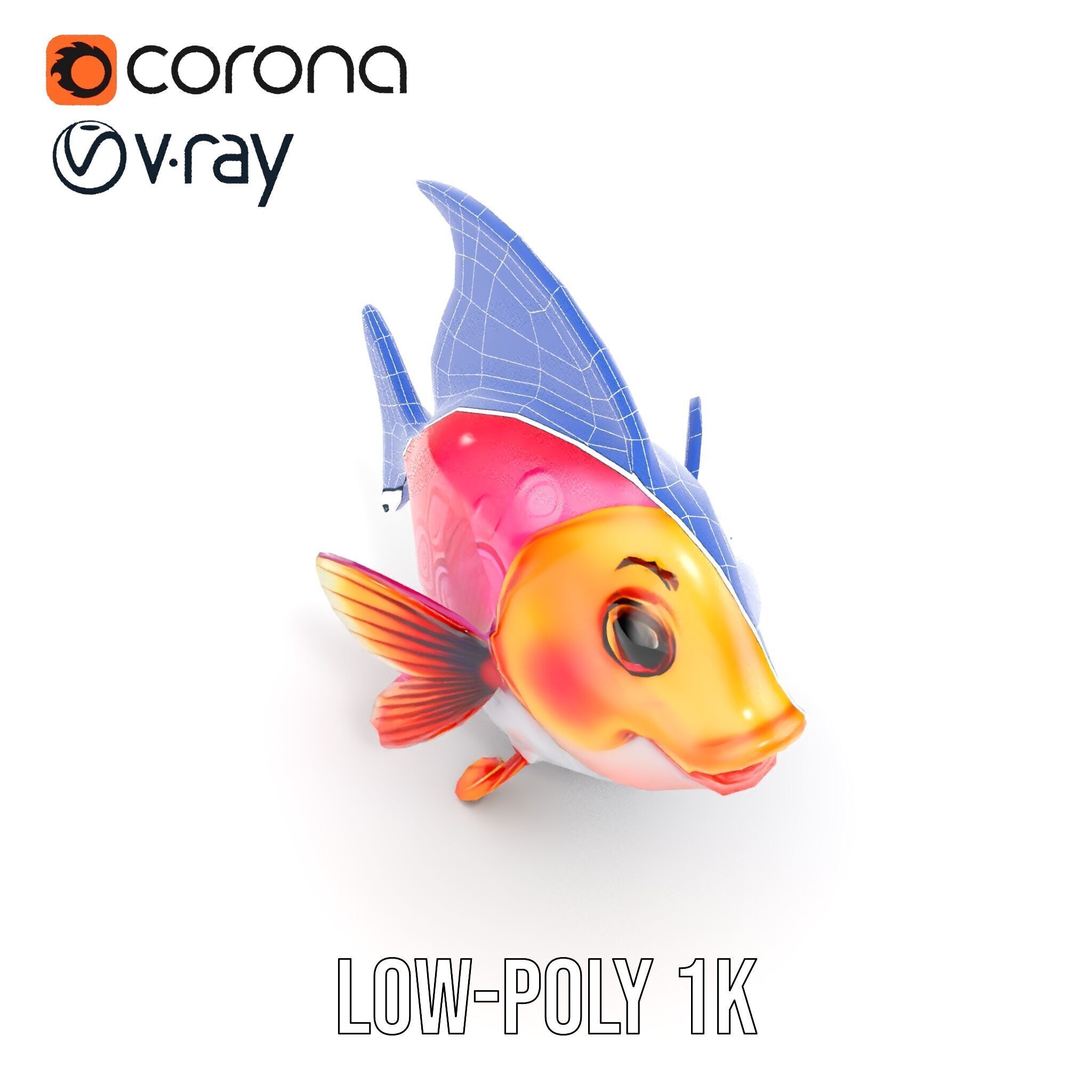 Cartoon Fish Character Model Pack Low-poly 3D model_32