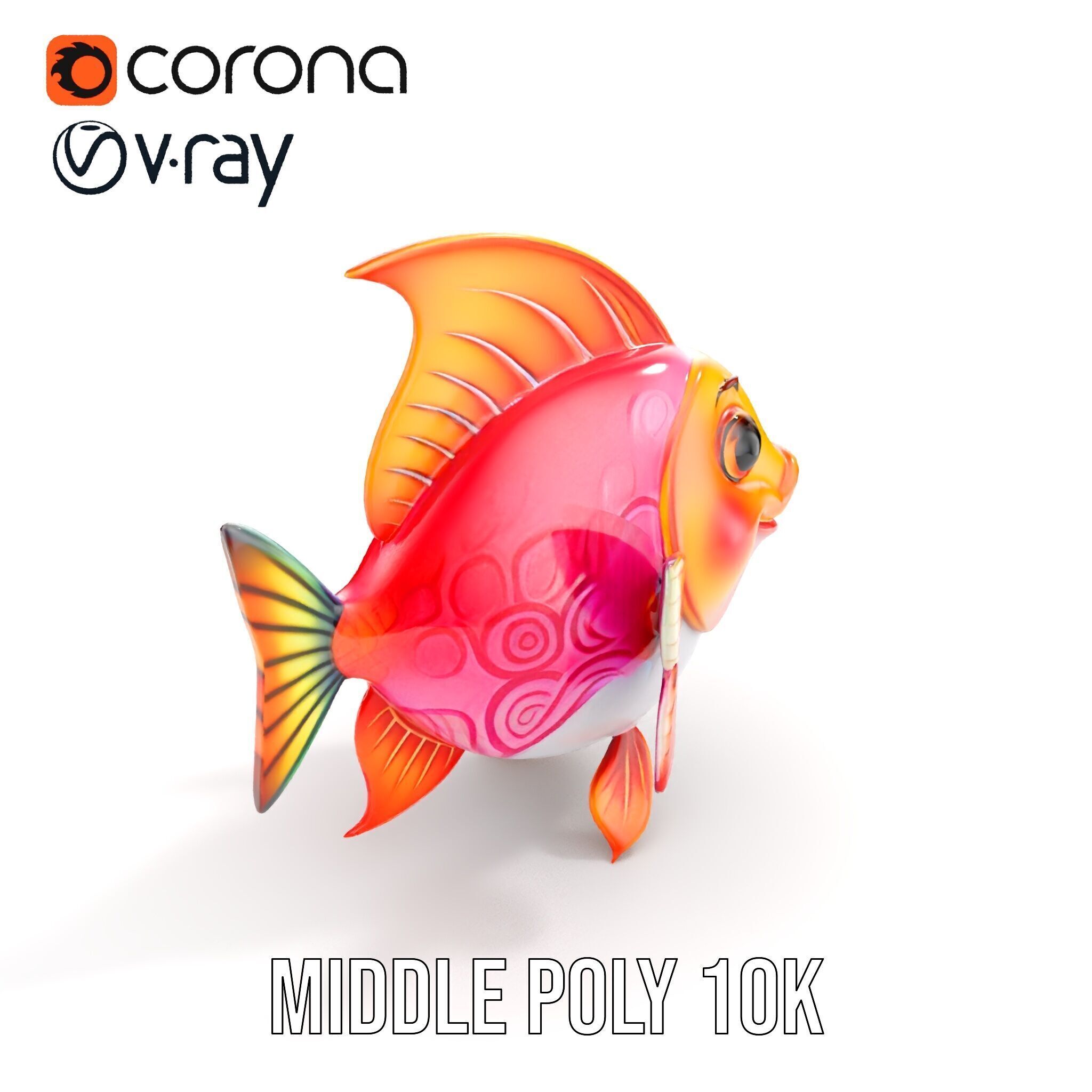 Cartoon Fish Character Model Pack Low-poly 3D model_6