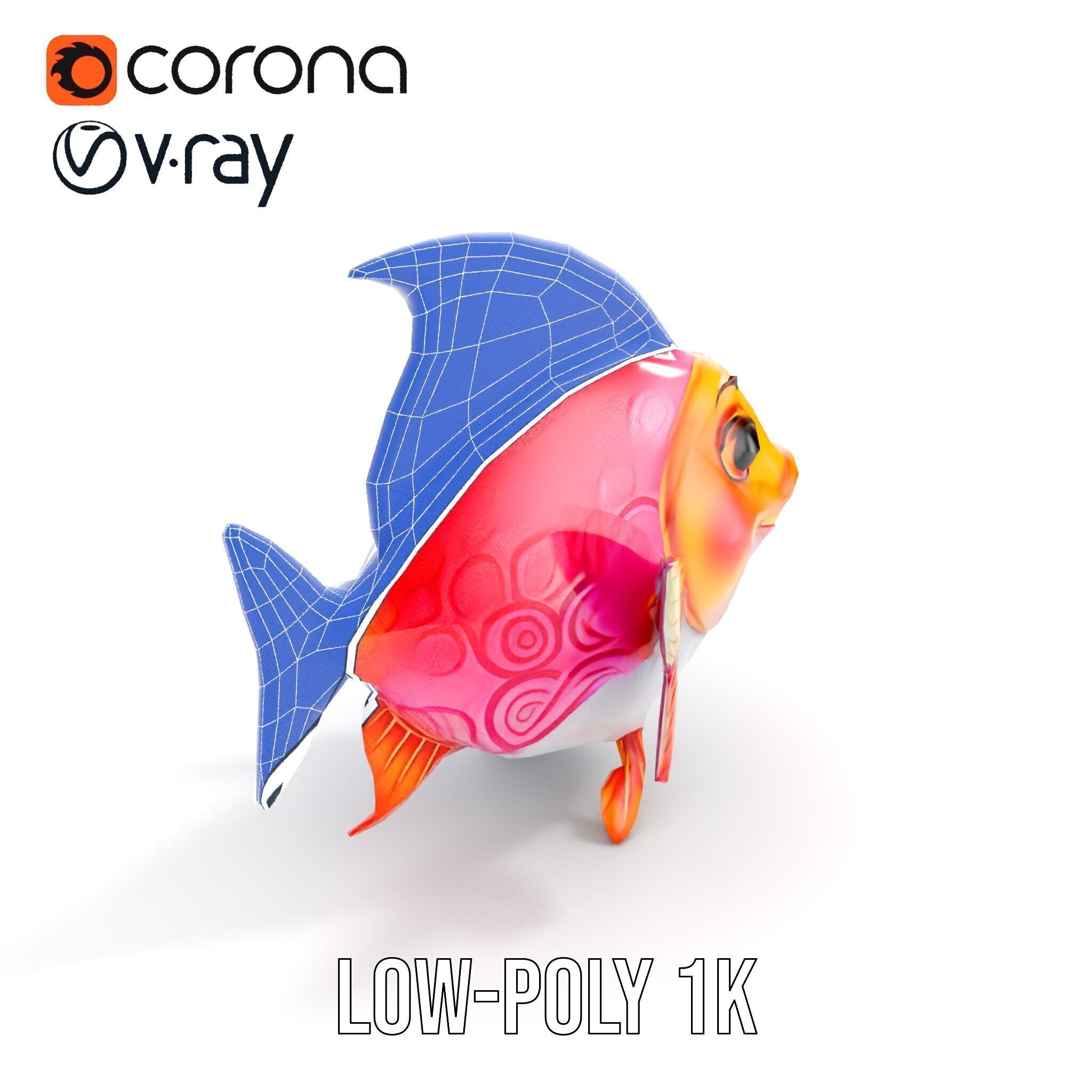 Cartoon Fish Character Model Pack Low-poly 3D model_10