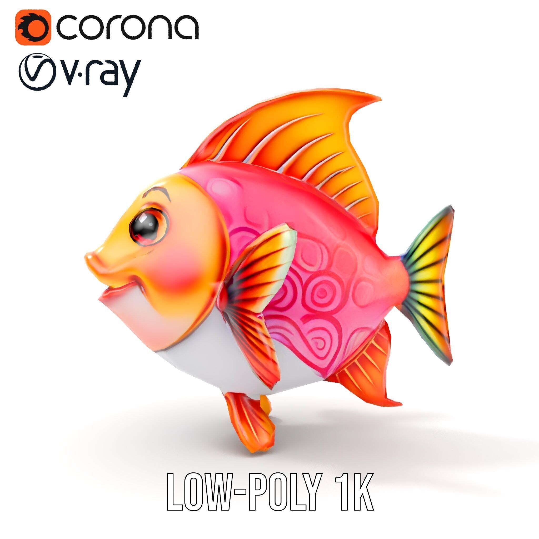 Cartoon Fish Character Model Pack Low-poly 3D model_16