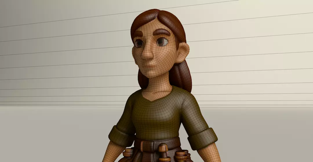 Stylized Game Ready Human Character Rigged named Mimi Low-poly 3D model