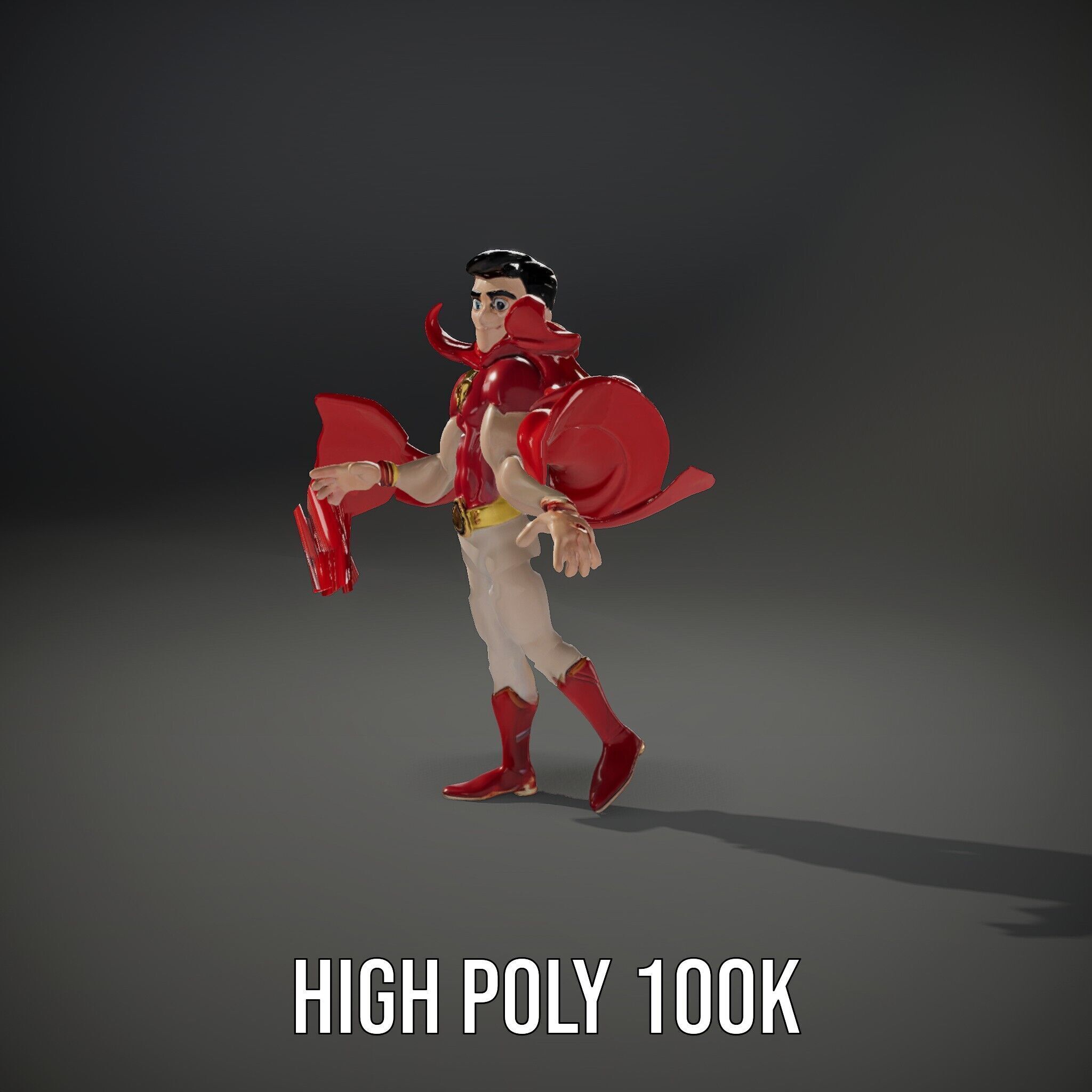 Heroic Superhero Character Rigged and Animated Low-poly 3D model_14