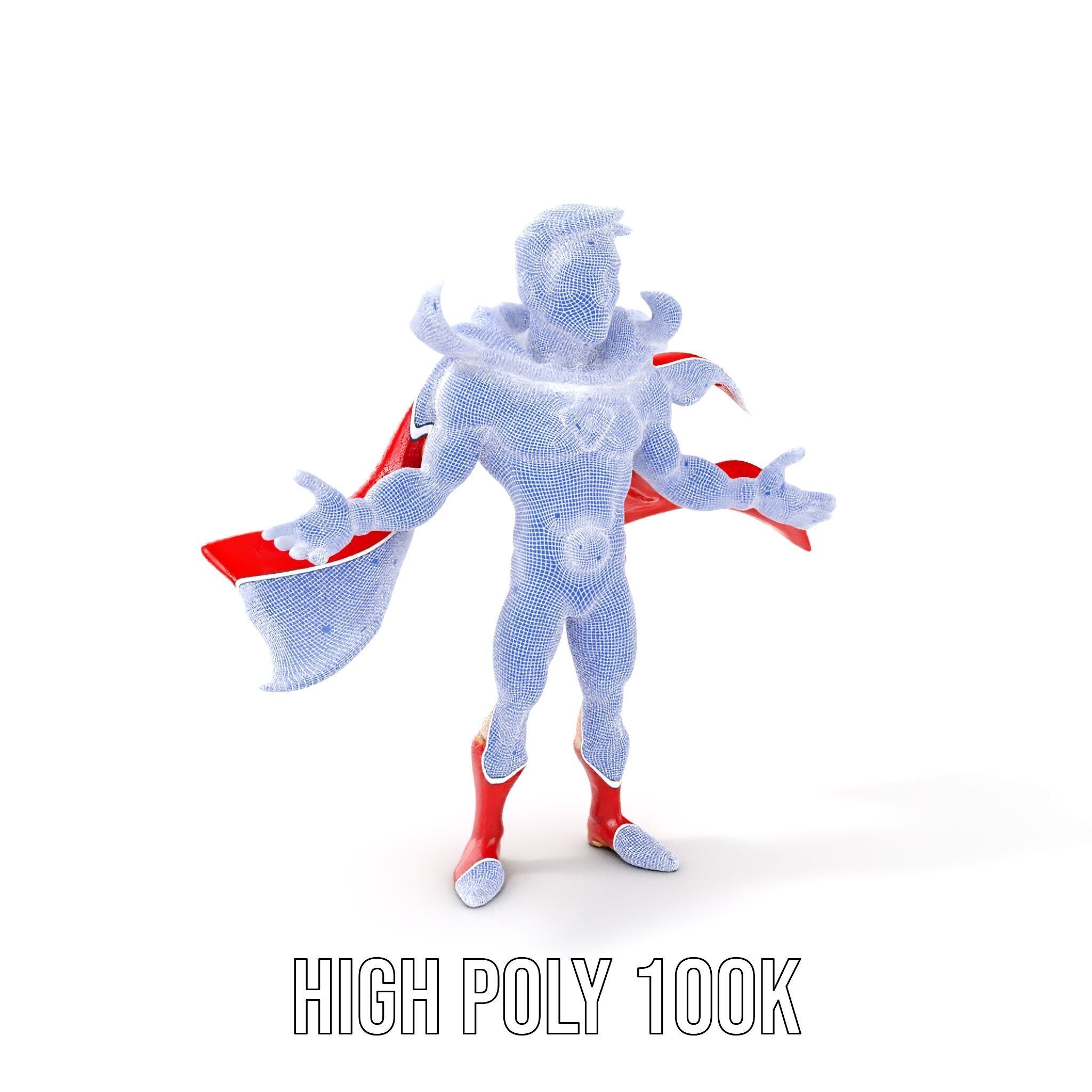 Heroic Superhero Character Rigged and Animated Low-poly 3D model_4