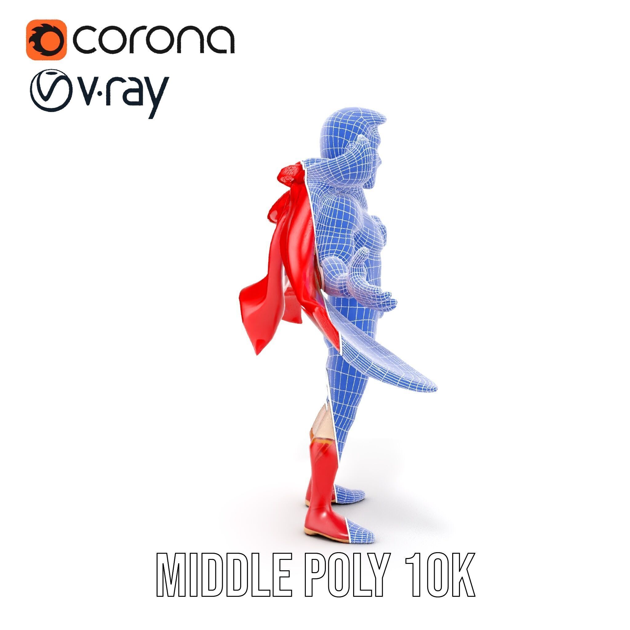 Heroic Superhero Character Rigged and Animated Low-poly 3D model_33