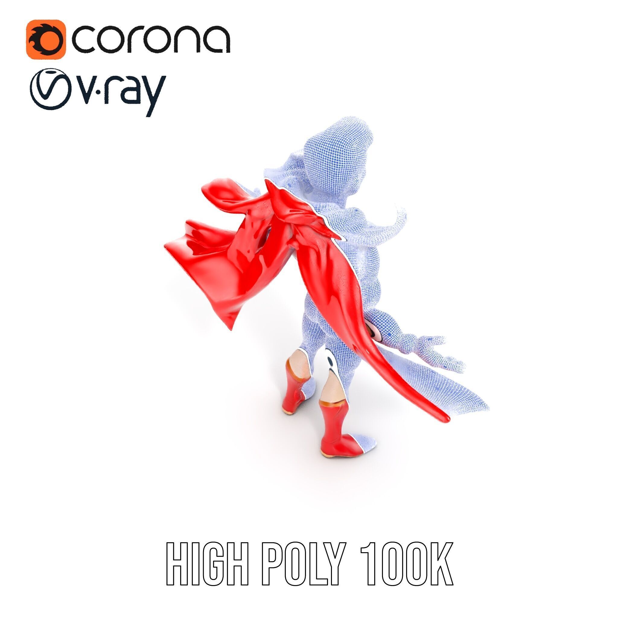 Heroic Superhero Character Rigged and Animated Low-poly 3D model_37