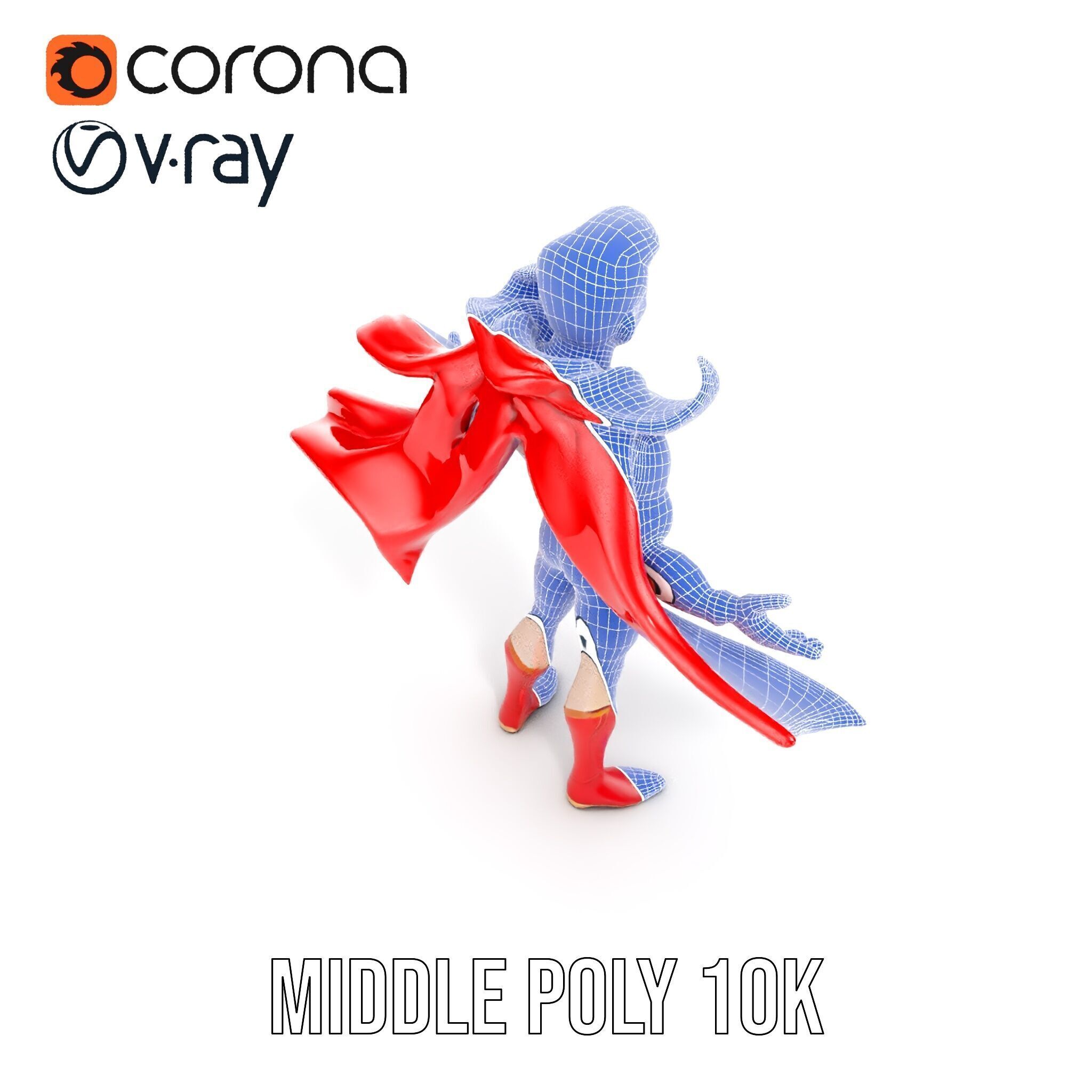 Heroic Superhero Character Rigged and Animated Low-poly 3D model_22