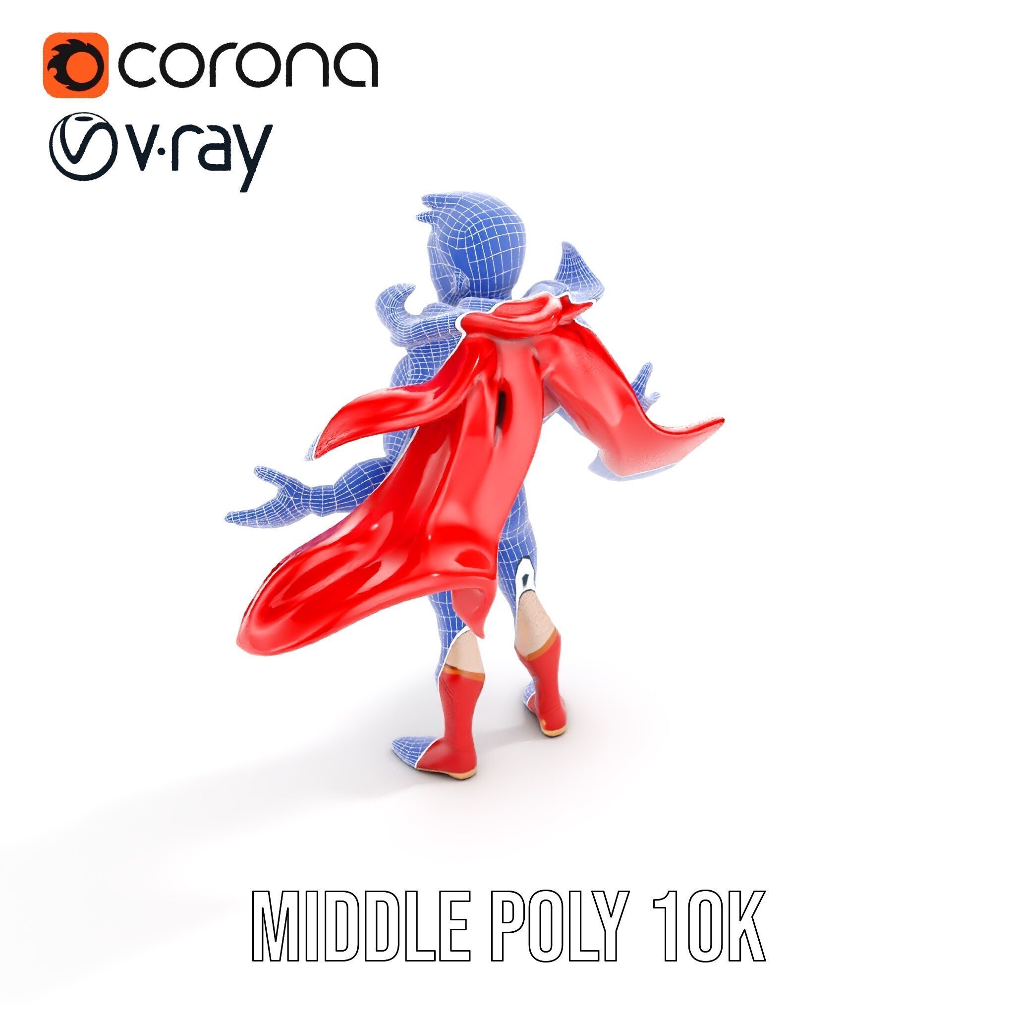 Heroic Superhero Character Rigged and Animated Low-poly 3D model_20