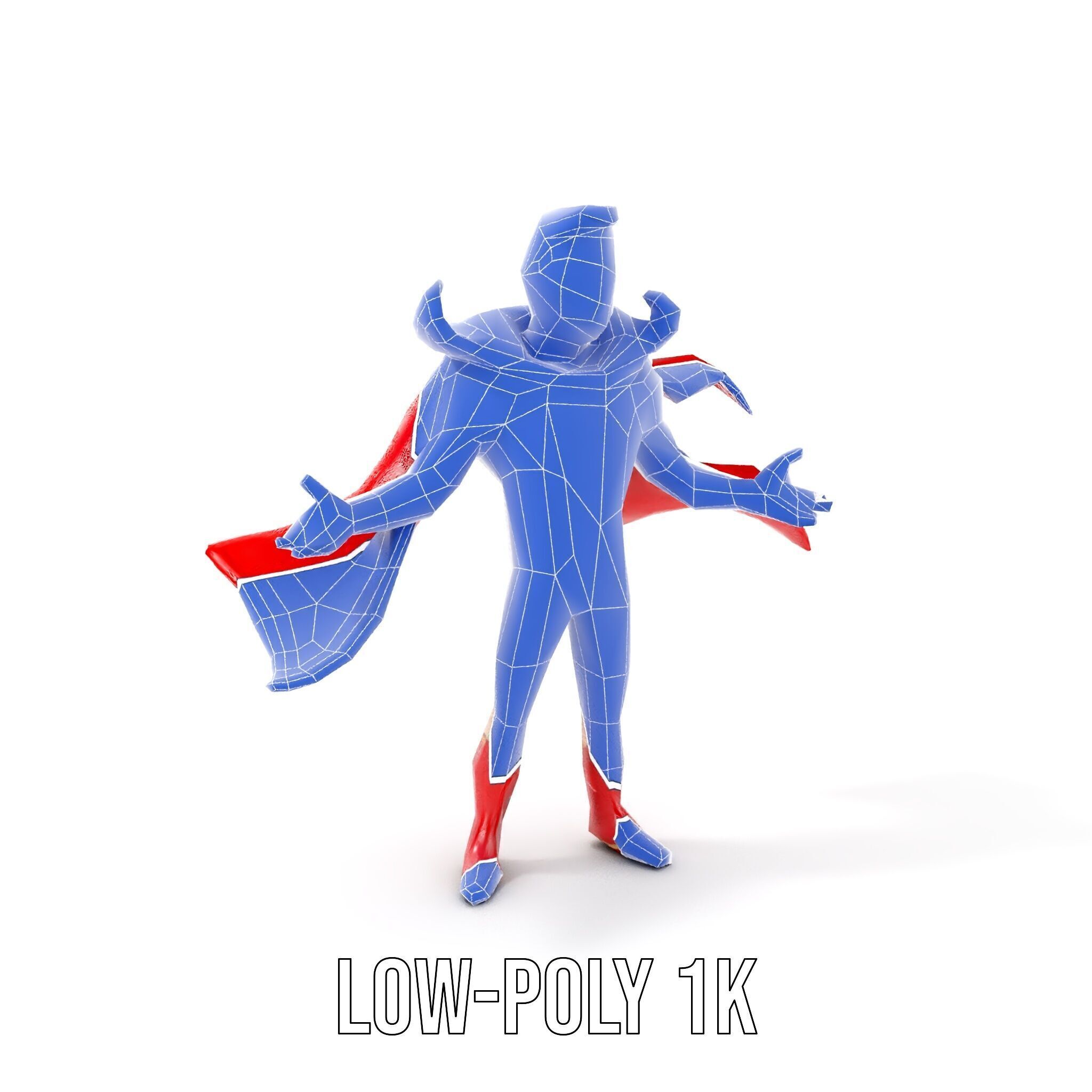 Heroic Superhero Character Rigged and Animated Low-poly 3D model_18