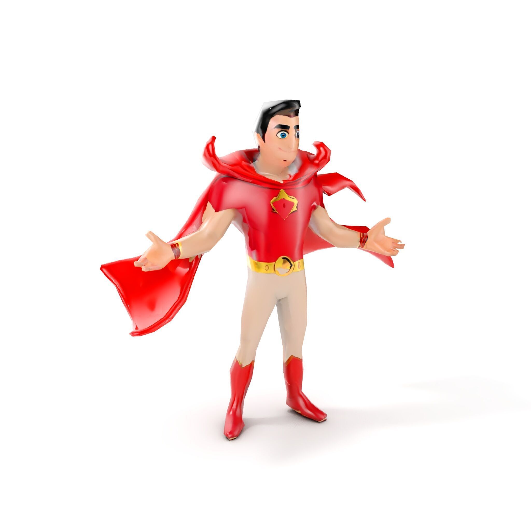 Heroic Superhero Character Rigged and Animated Low-poly 3D model_7